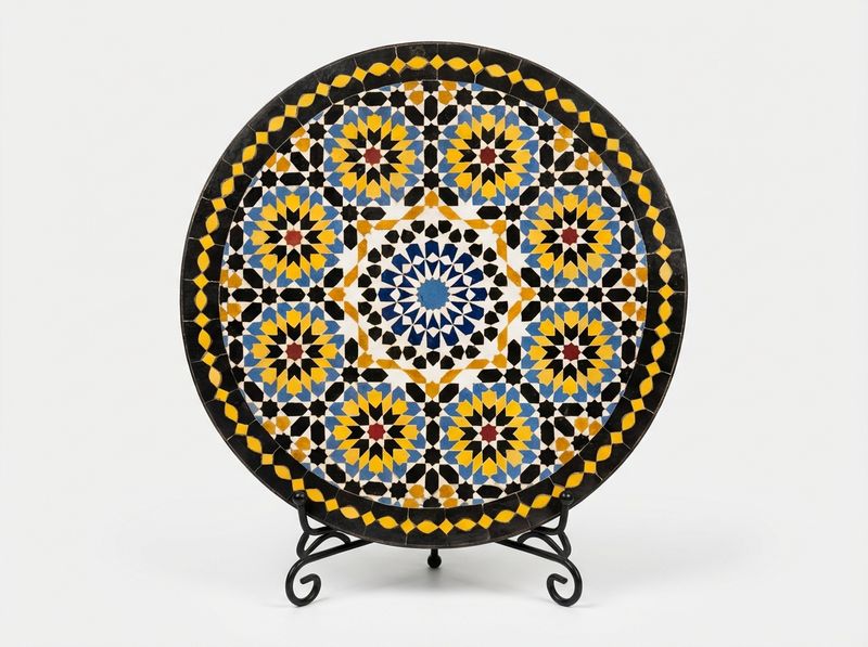 The Zahra Zellige Mosaic Table - Fes Yellow & Blue Star