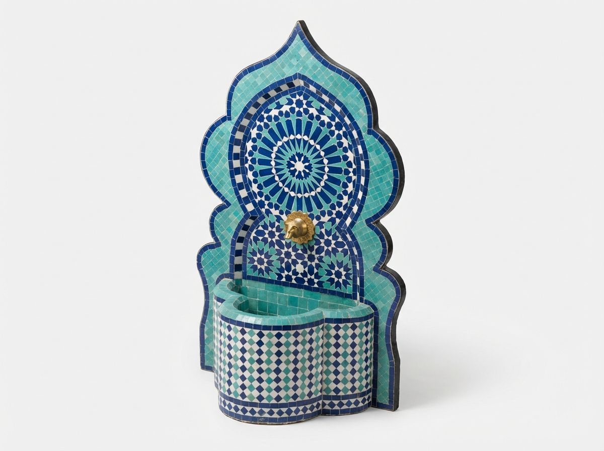 The Andalusian Azure Zellige Fountain with Lion Spout view 3
