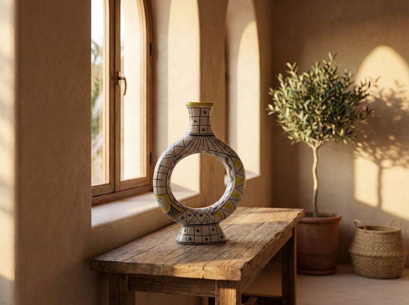The Safi Soleil Geometric Ring Vase detail