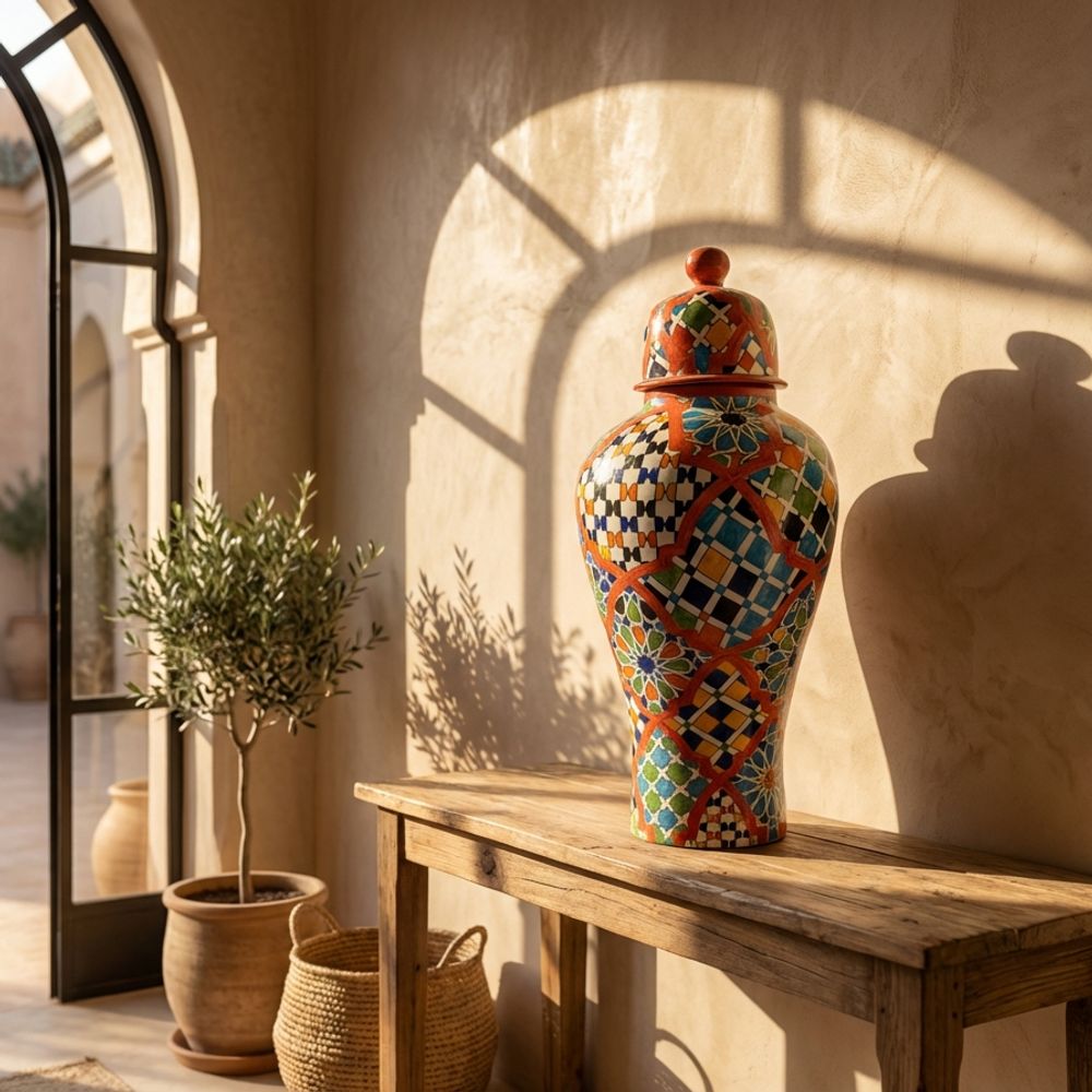 Fes Mosaic 'Zellige' Temple Jar
