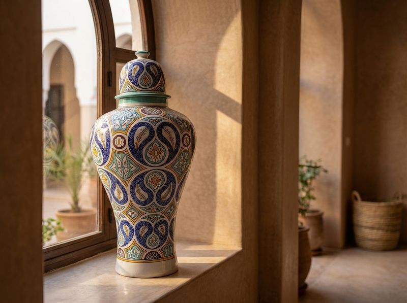 The Royal Fassi Lidded Urn - Andalusian Garden Edition detail
