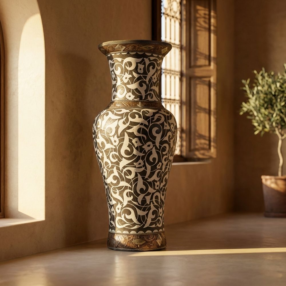 The 'Atlas Noir' Brass-Accented Palace Urn