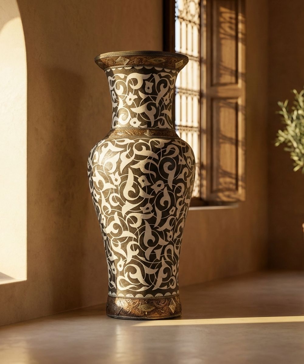 The 'Atlas Noir' Brass-Accented Palace Urn