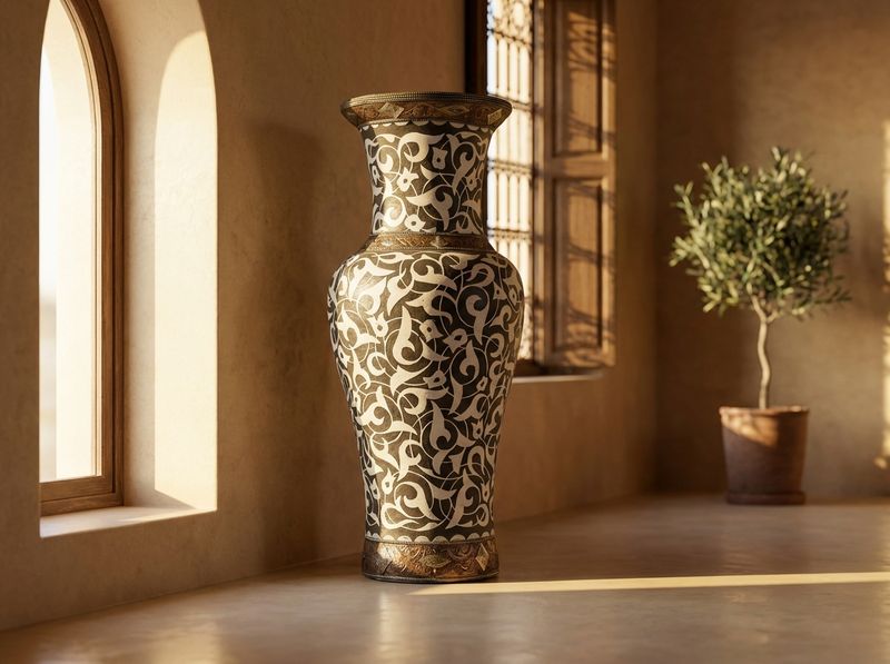 The 'Atlas Noir' Brass-Accented Palace Urn detail