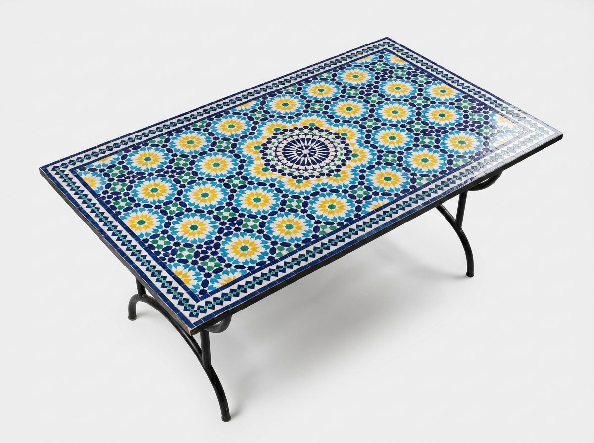 "Soleil Bleu" Zellige Mosaic Dining Table view 2