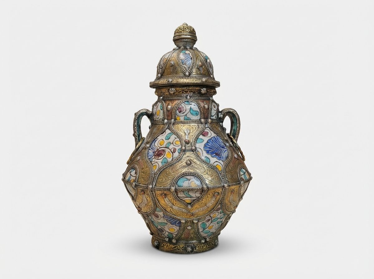 The Andalusian Brass & Ceramic Lidded Urn main view