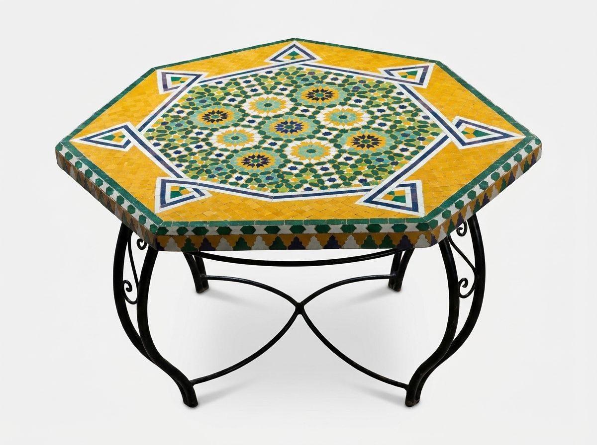 Lumière d'Or: Octagonal Zellige Mosaic Table view 2