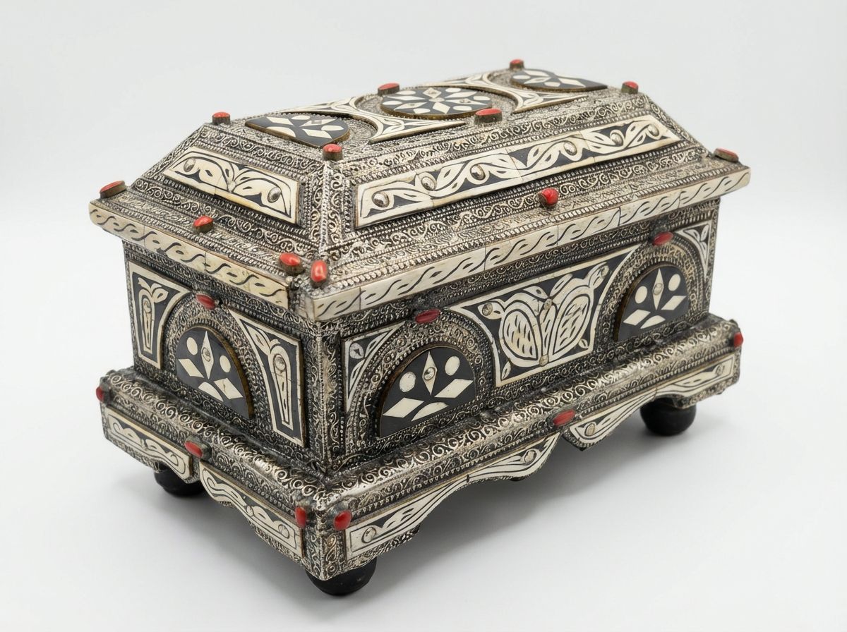 The Essaouira Silver & Bone Marquetry Treasure Box view 3