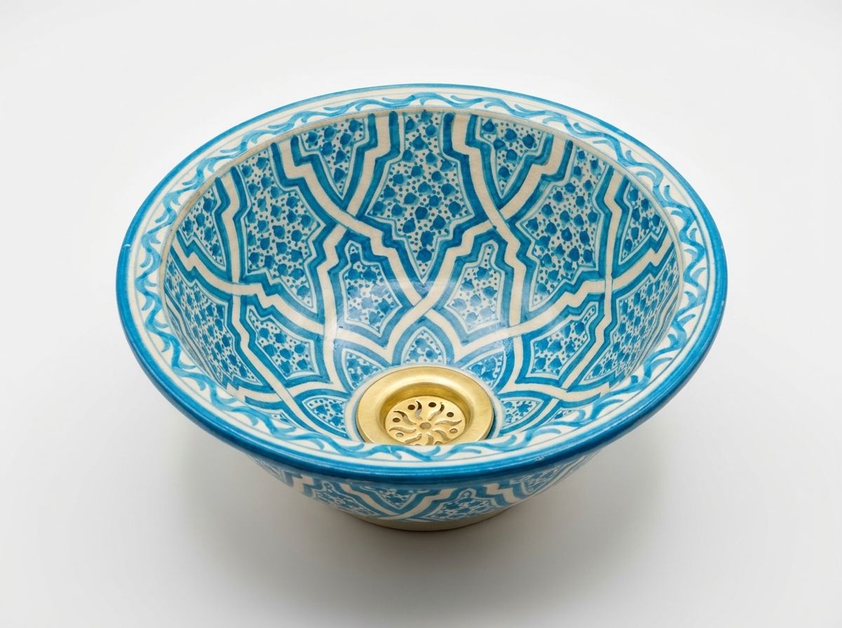 Fes Azure Arabesque Ceramic Vessel Sink view 2
