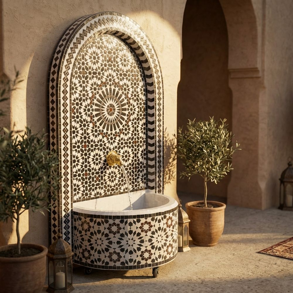 The 'Atlas Noir' Zellige Mosaic Fountain