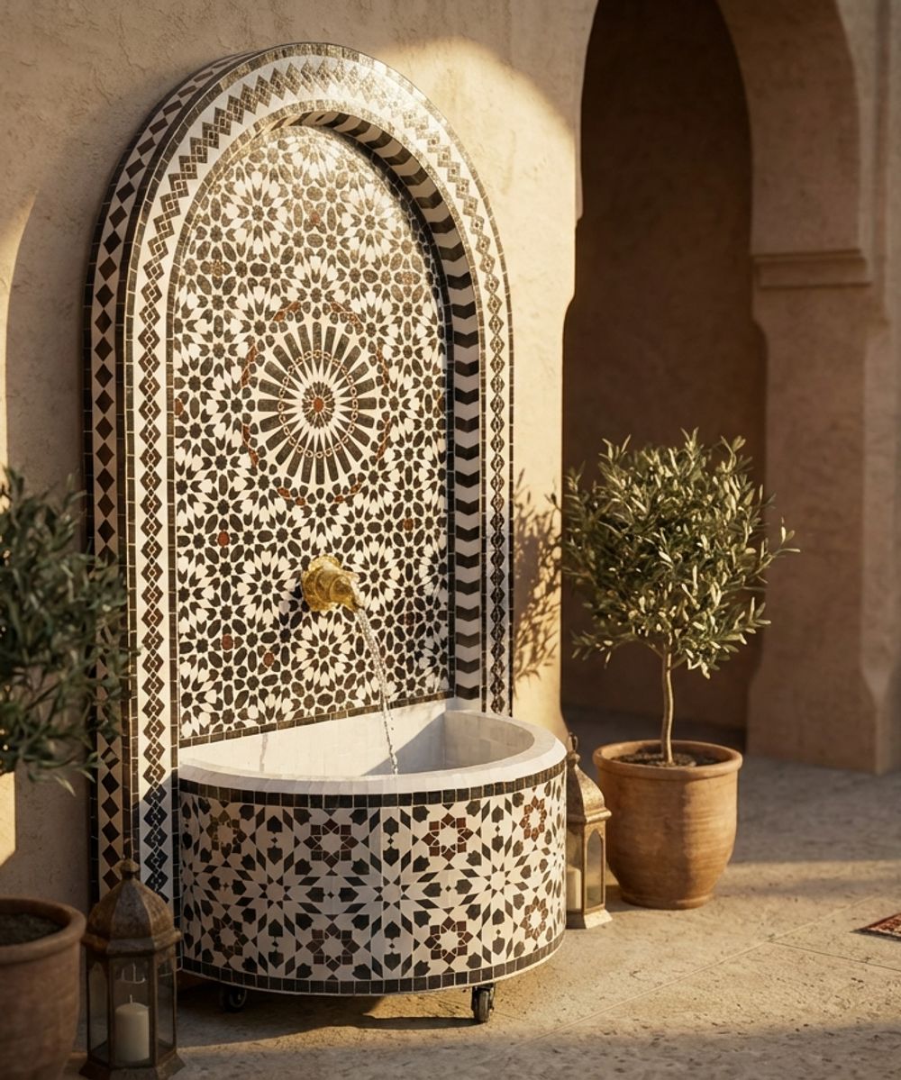 The 'Atlas Noir' Zellige Mosaic Fountain
