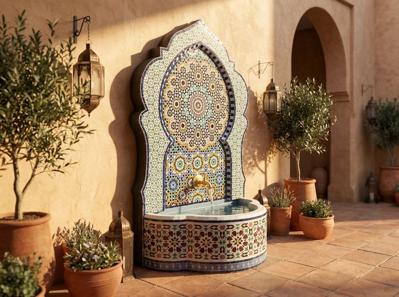 The 'Bahia' Zellige Wall Fountain detail