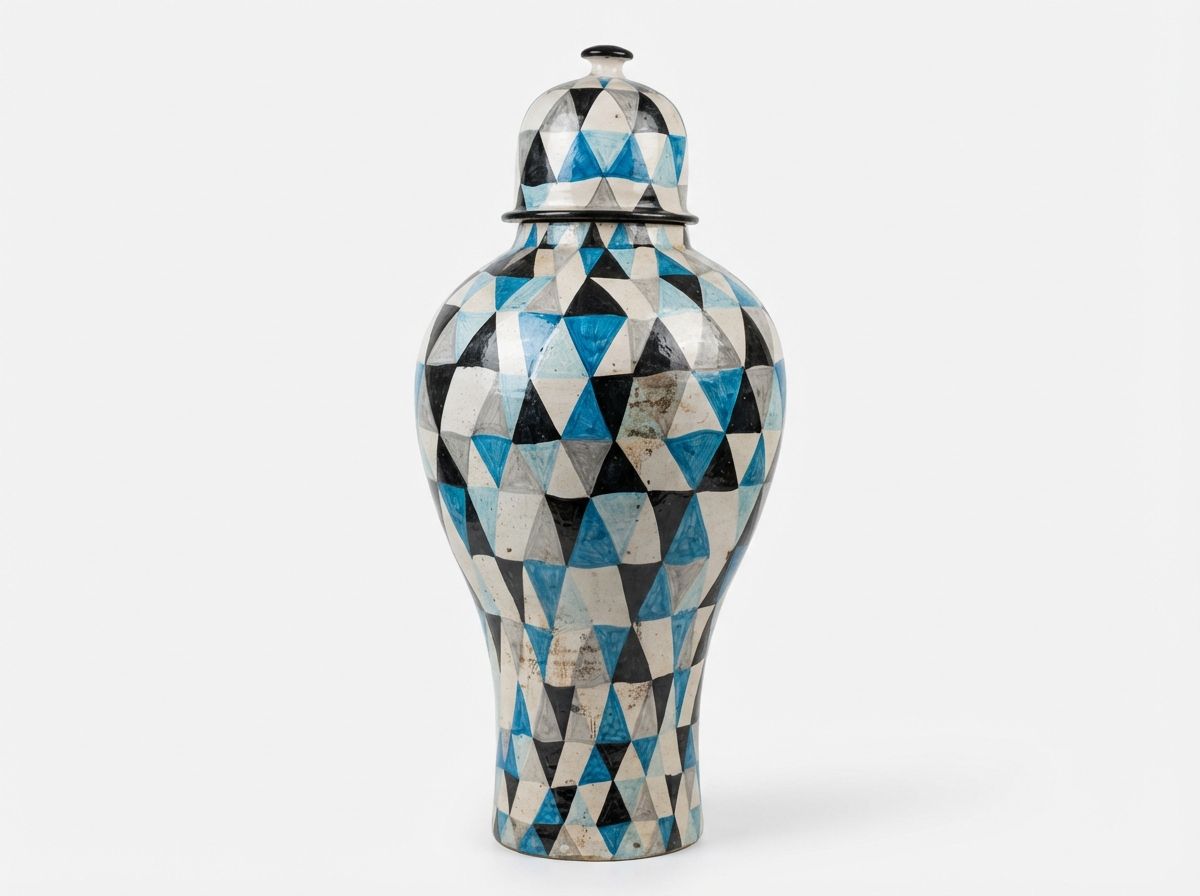 The Atlas Mosaic: Large Geometric Ceramic Urn view 2