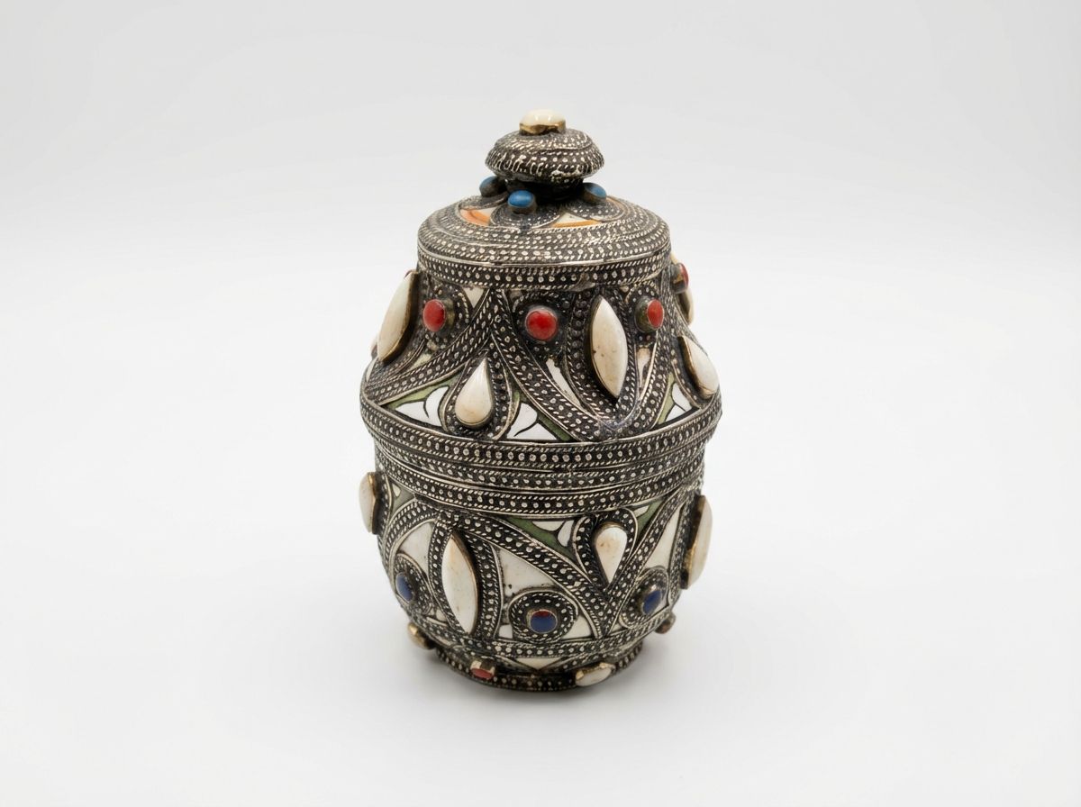 The Atlas Jewel: Berber Silver & Camel Bone Trinket Box view 3