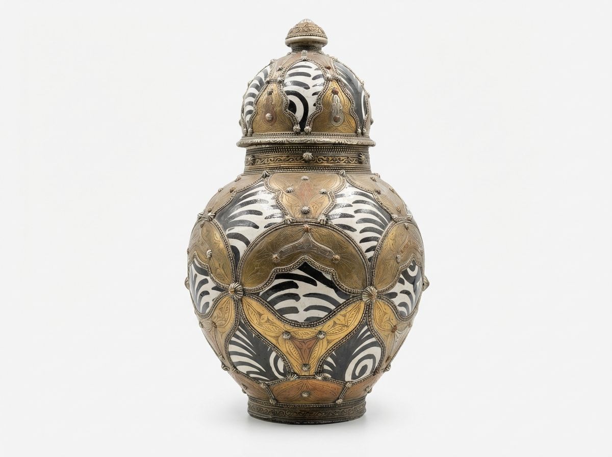 The Atlas Zebra & Brass Filigree Urn view 2