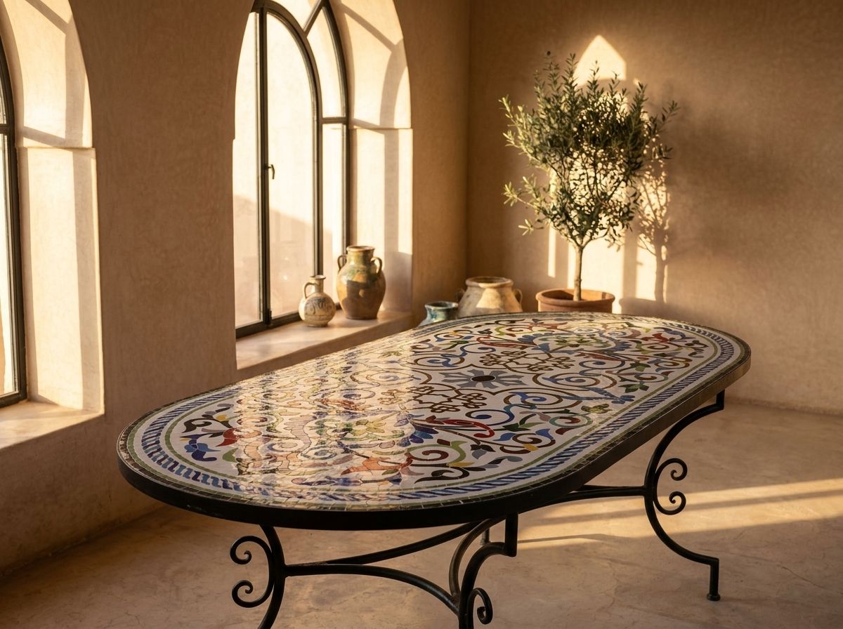 The Andalusian Garden Oval Zellige Tabletop view 3