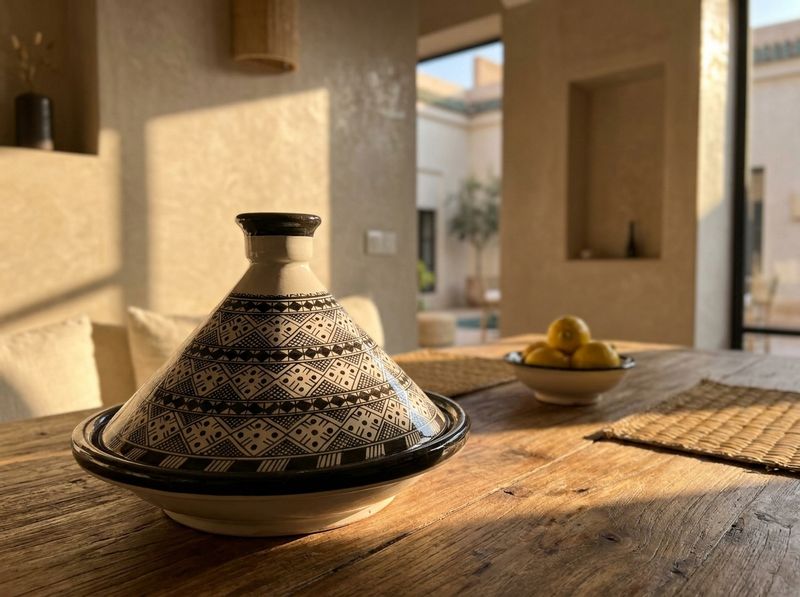The Taza Monochrome Geometric Tagine detail