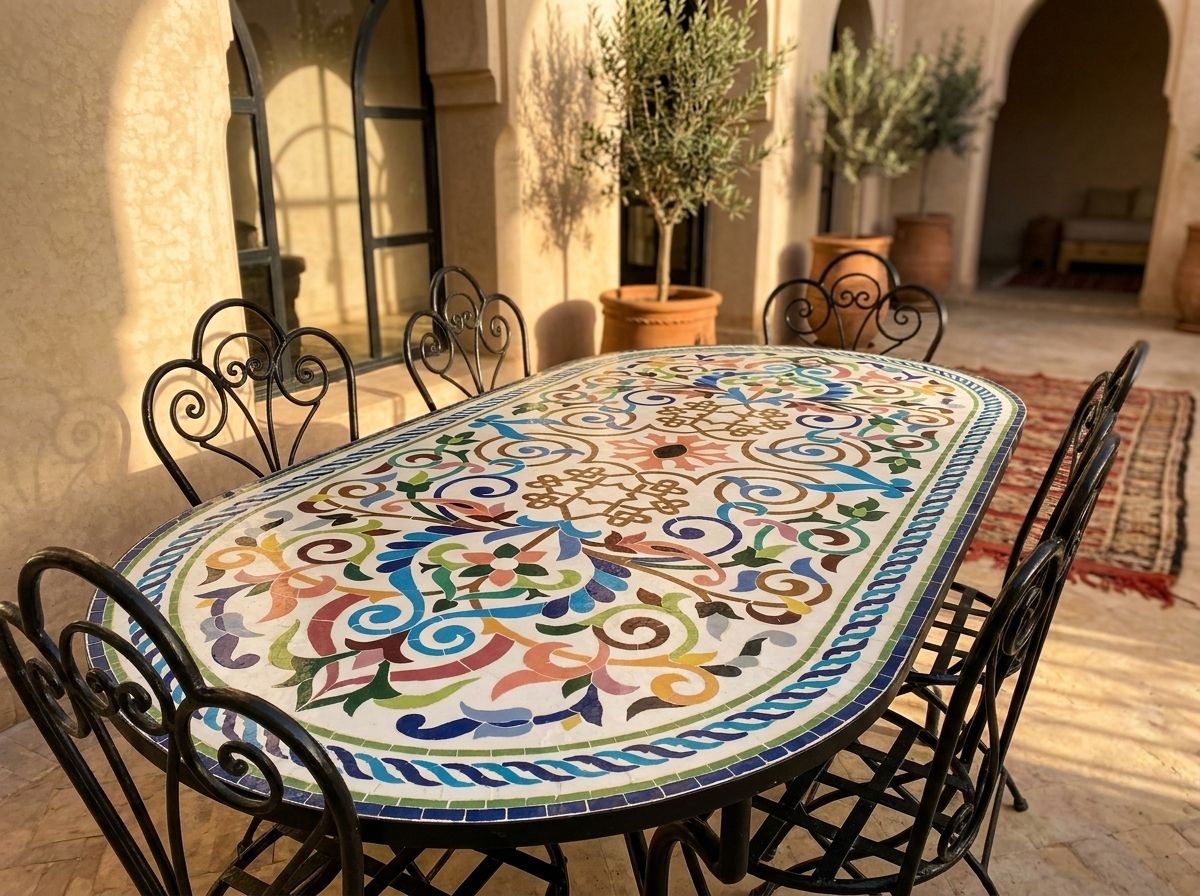 The Andalusian Arabesque Oval Zellige Table view 3