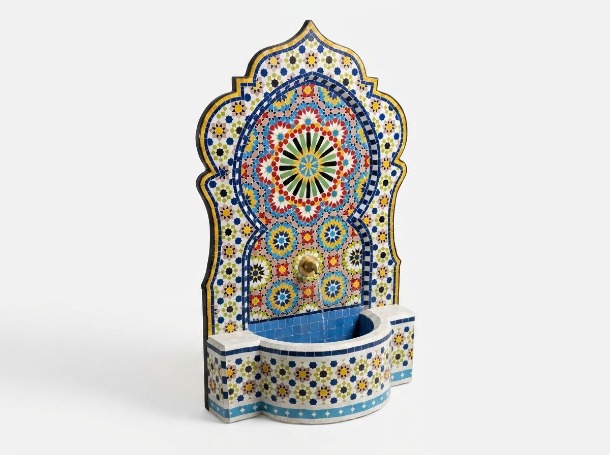 "Ain Zohra" Majestic Zellige Mosaic Fountain view 2