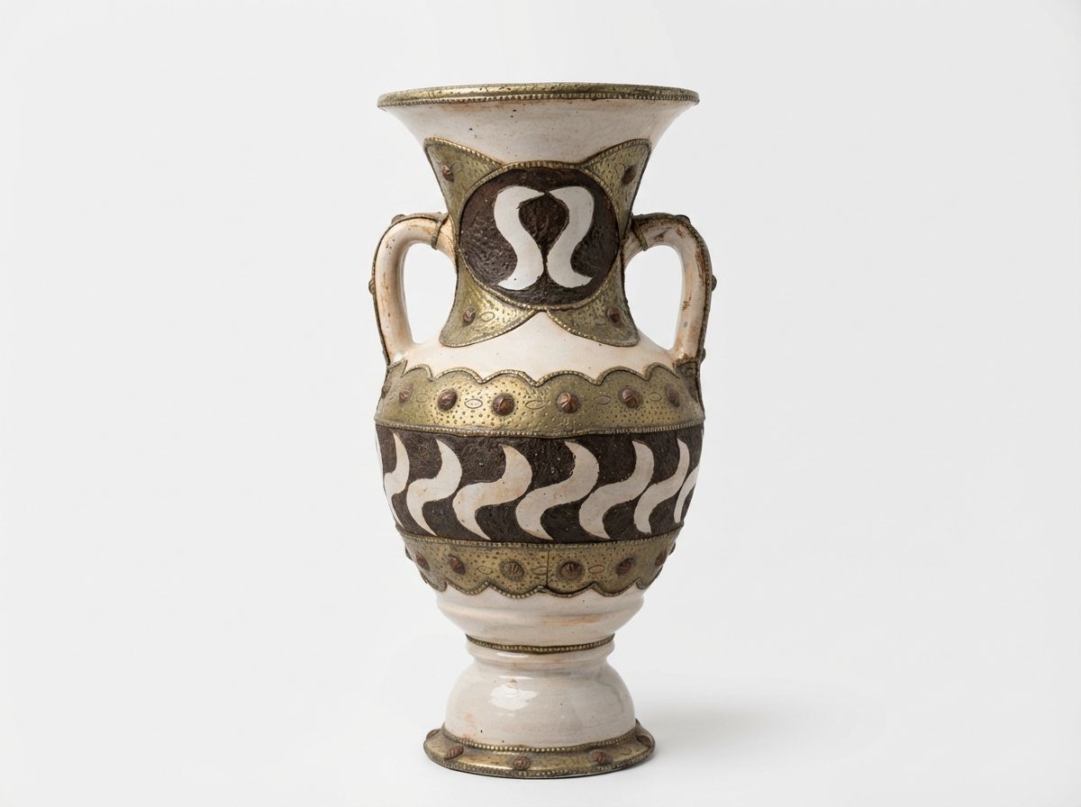 The Ouzoud Tribal Amphora: Metal-Clad Ceramic Vase view 2
