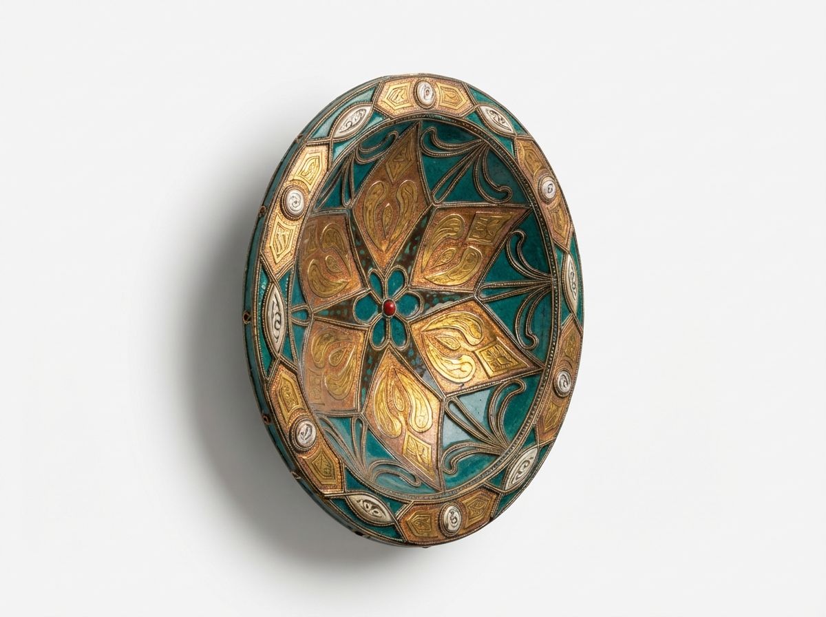The Safi Starburst: Brass & Turquoise Ceramic Platter view 3