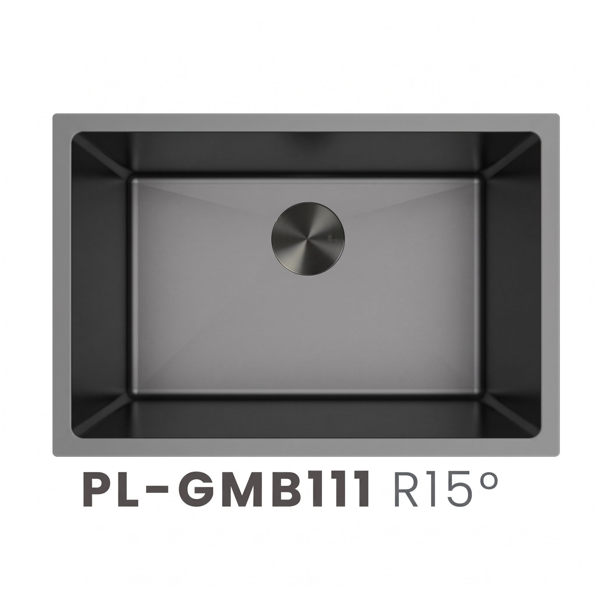 PL-GMB111 R15° Gunmetal Black Stainless Steel Undermount Single Bowl Sink
