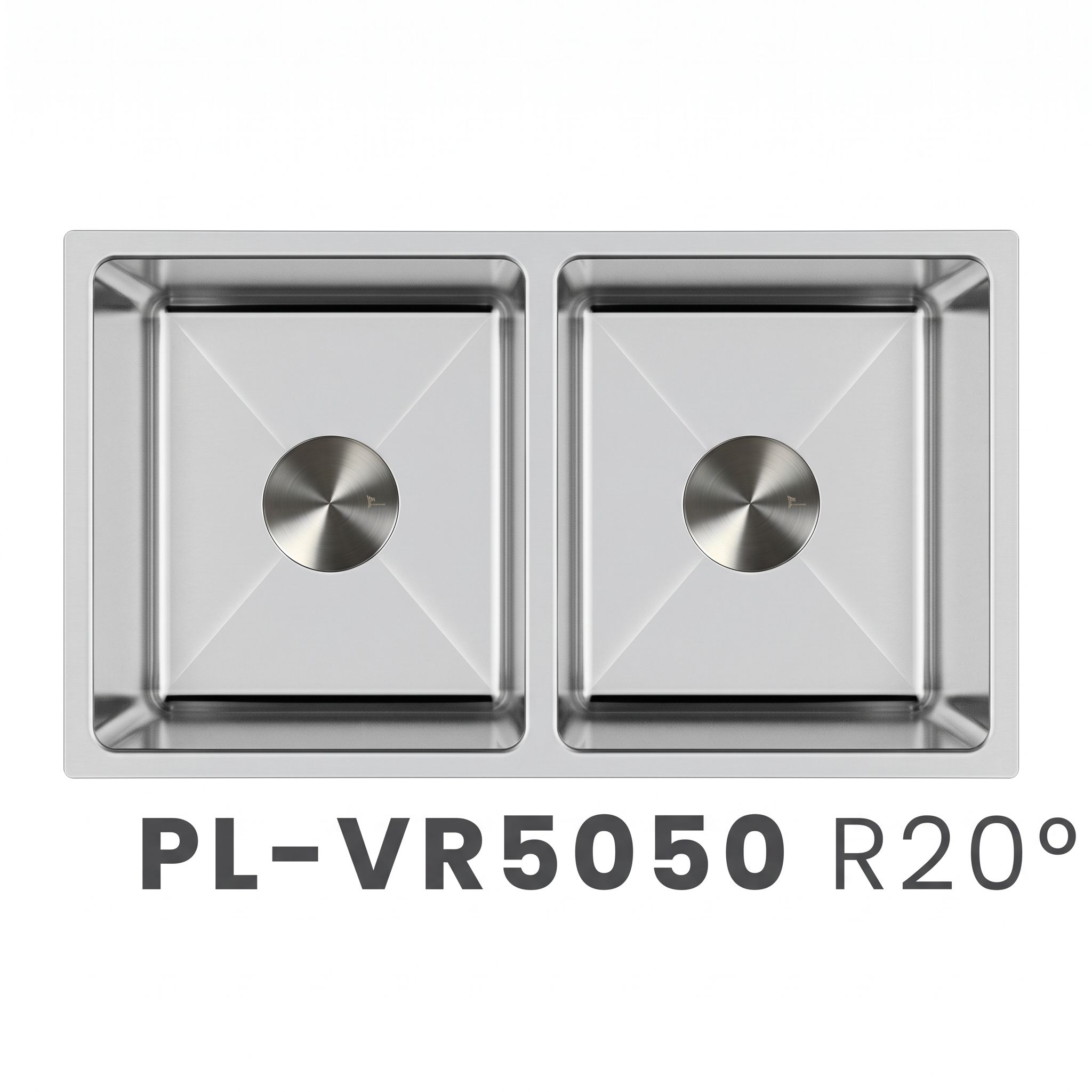 PL-VR5050 R20° Stainless Steel Undermount 50/50 Equal Double Bowl Kitchen Sink