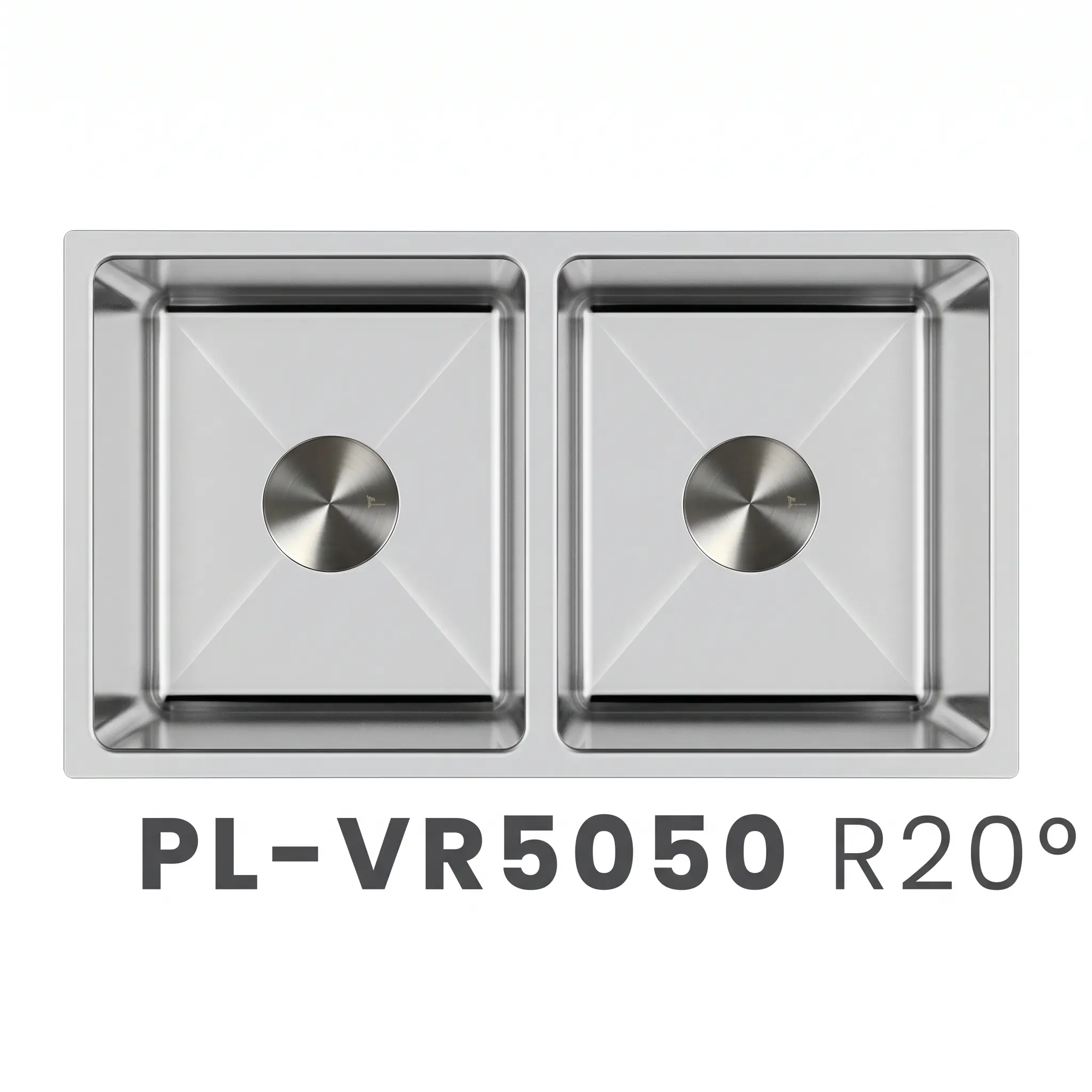 PL-VR5050 R20° Stainless Steel Undermount 50/50 Equal Double Bowl Kitchen Sink