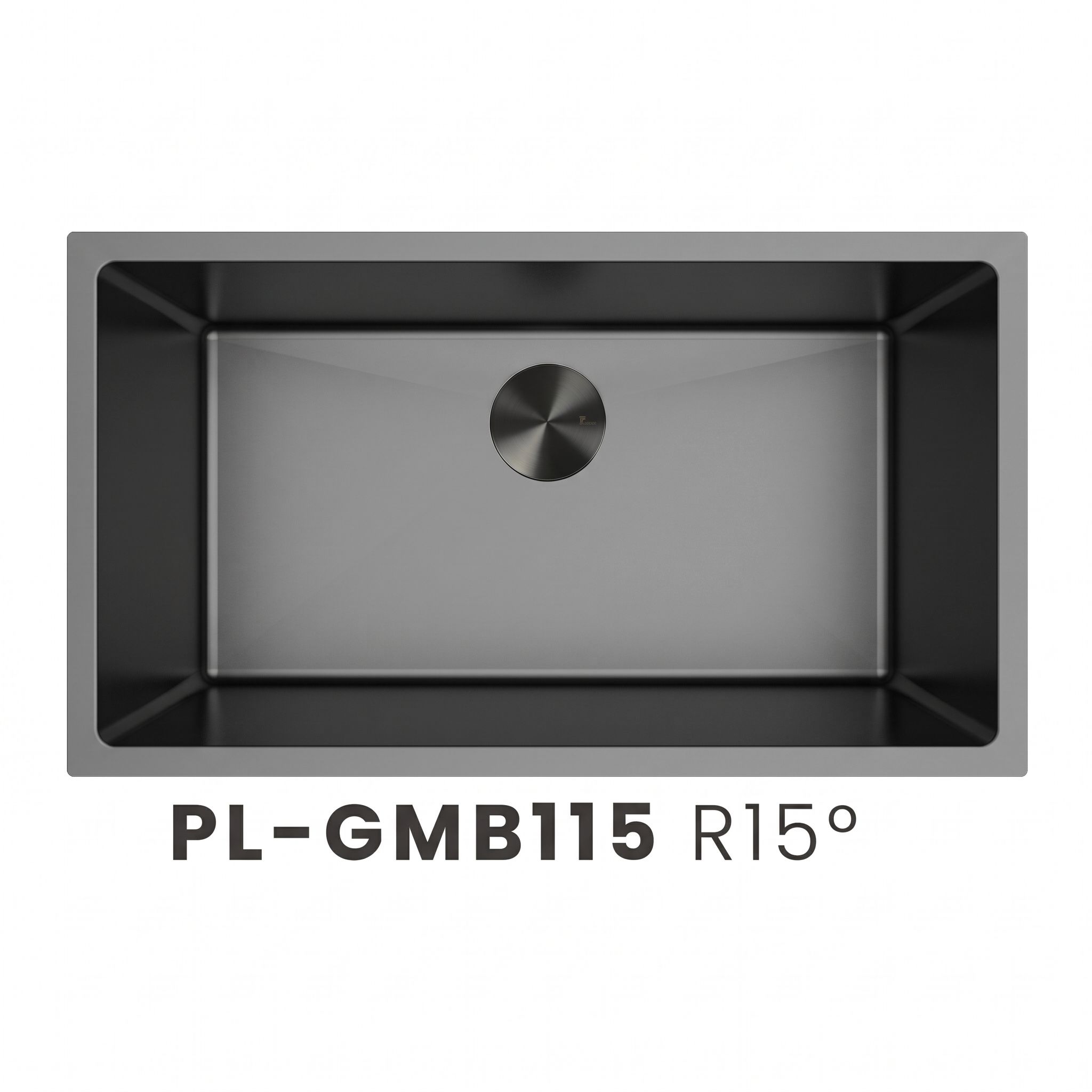 PL-GMB115 R15° Gunmetal Black Undermount Single Bowl Sink