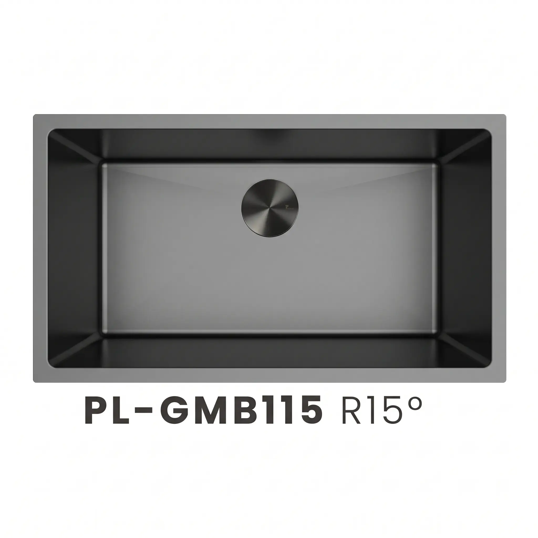 PL-GMB115 R15° Gunmetal Black Undermount Single Bowl Sink