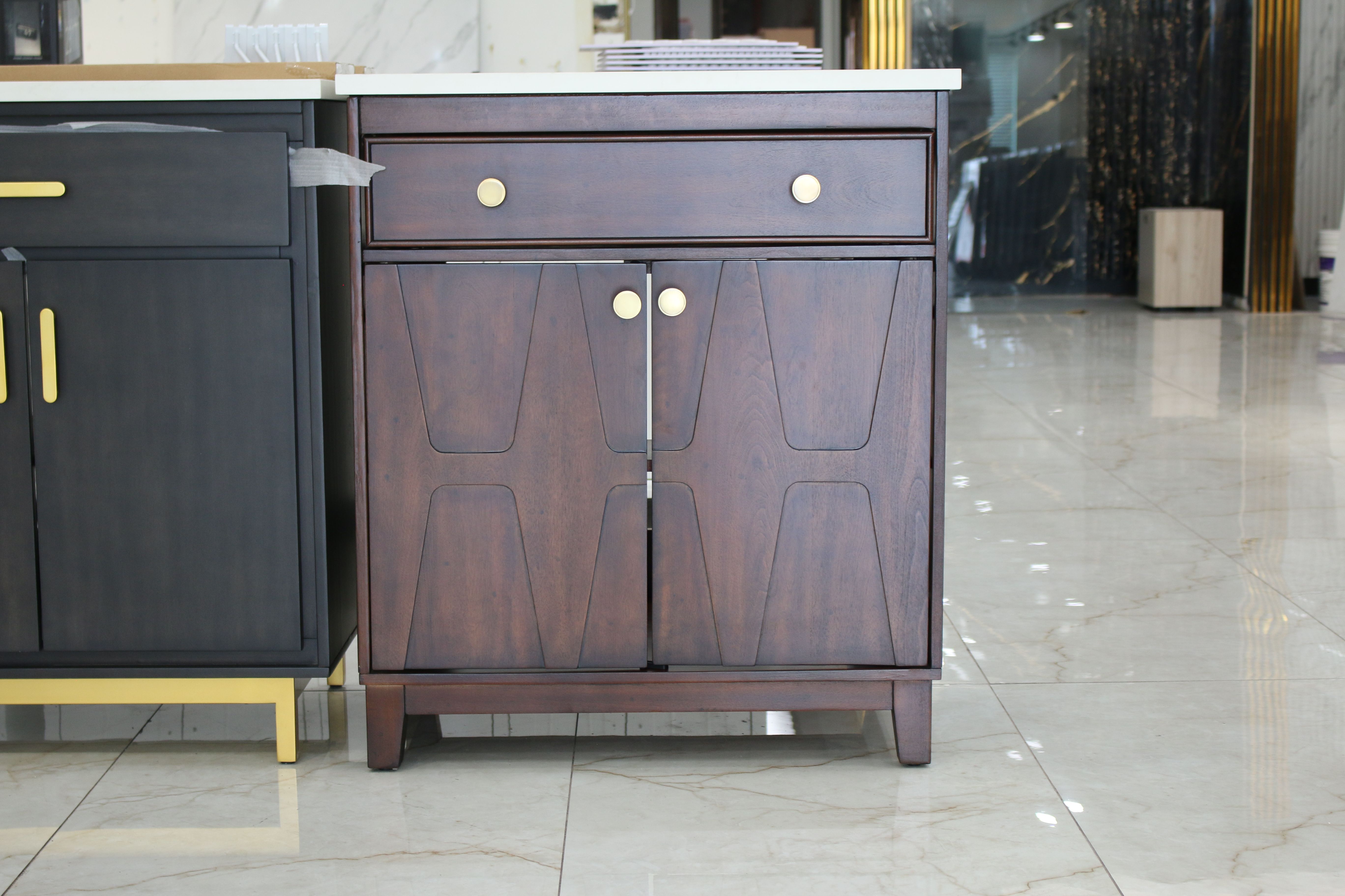 Mid-Century Modern Walnut Single Bathroom Vanity thumbnail 2