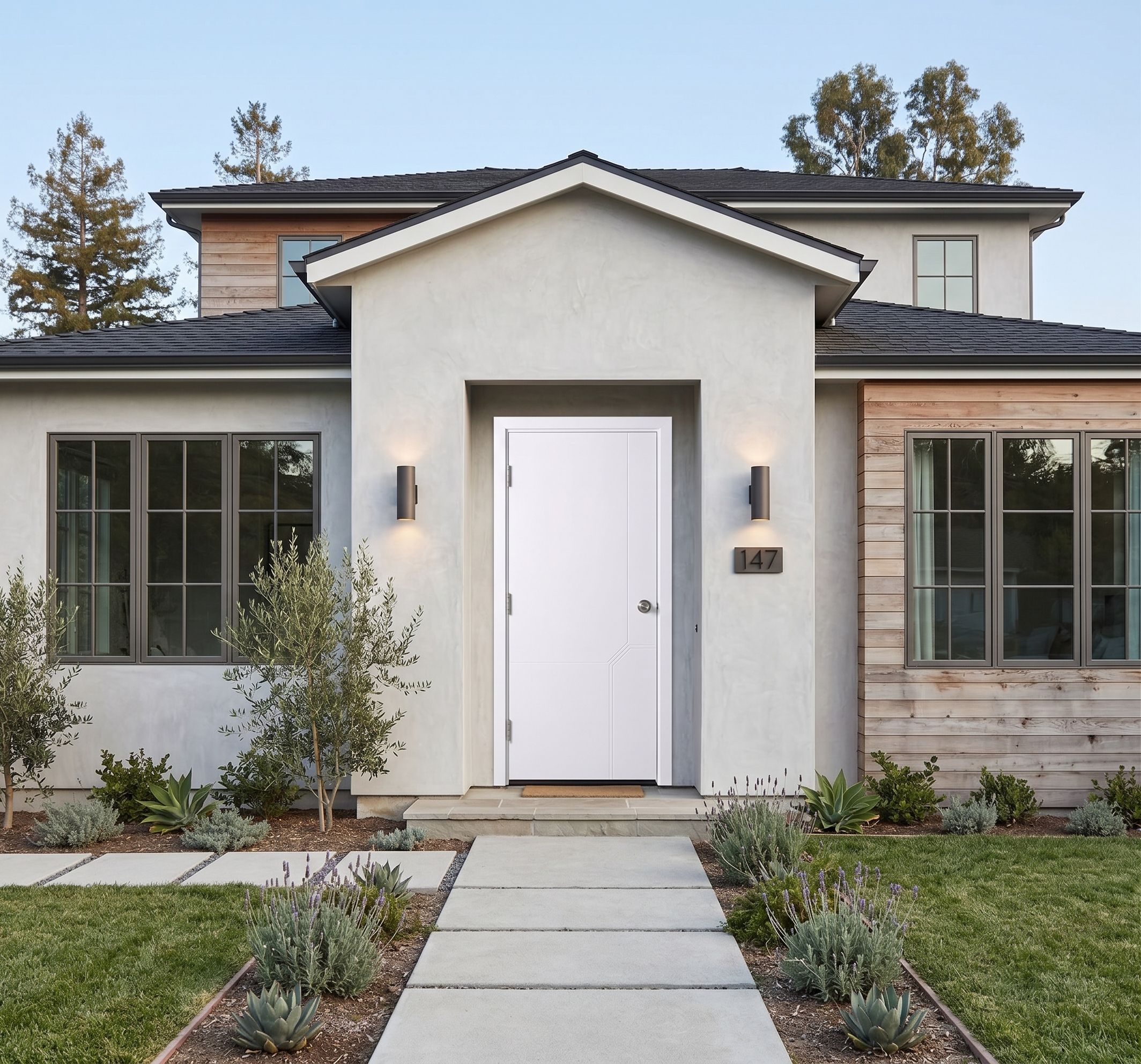 Modern Minimalist Geometric Routed Interior Door (WD-13) thumbnail 2