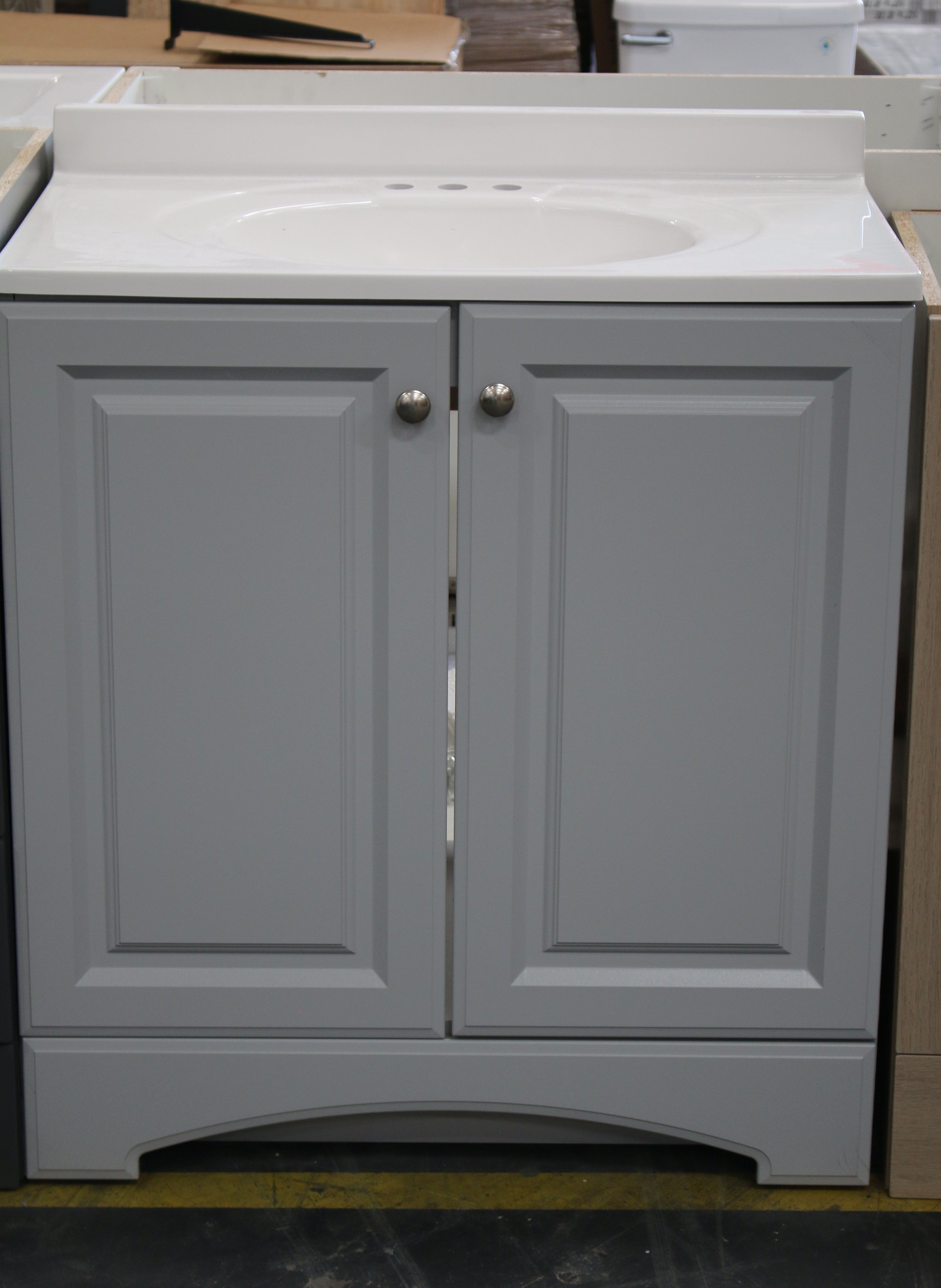 30" Coastal Grey Single Sink Bathroom Vanity with Cultured Marble Top thumbnail 2