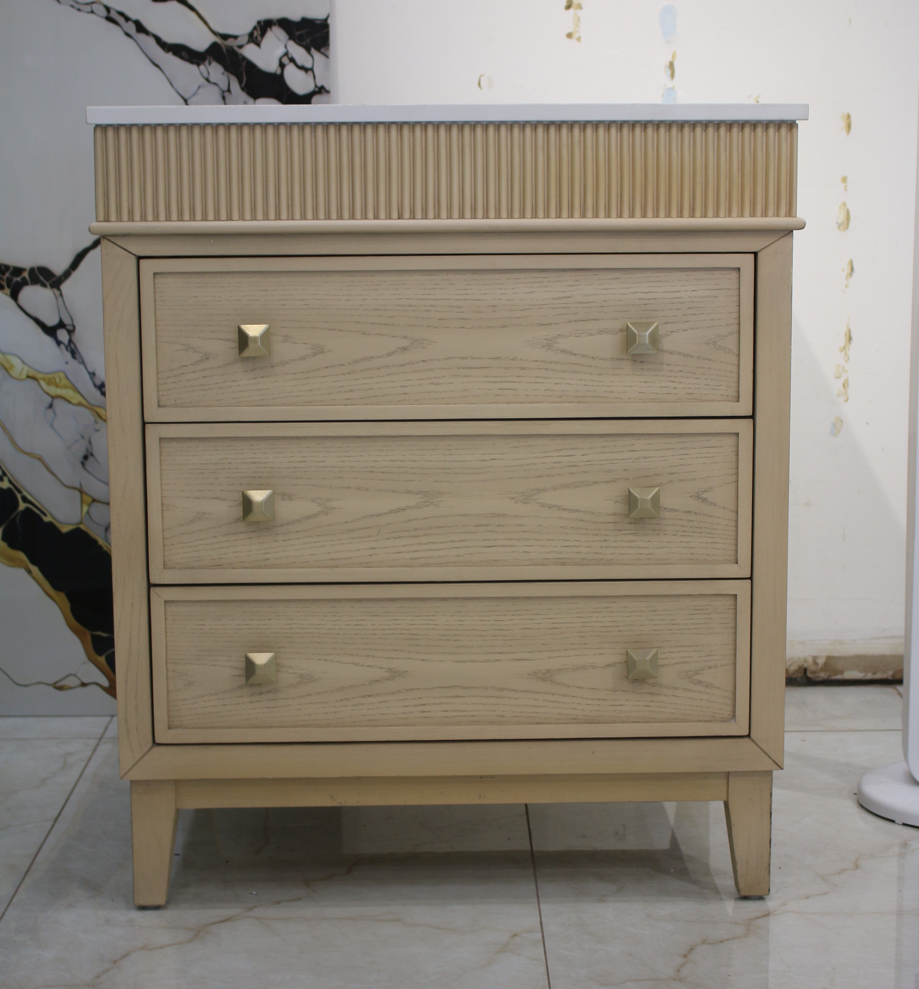 Modern Natural White Oak 30" Single Bathroom Vanity with Fluted Apron thumbnail 2