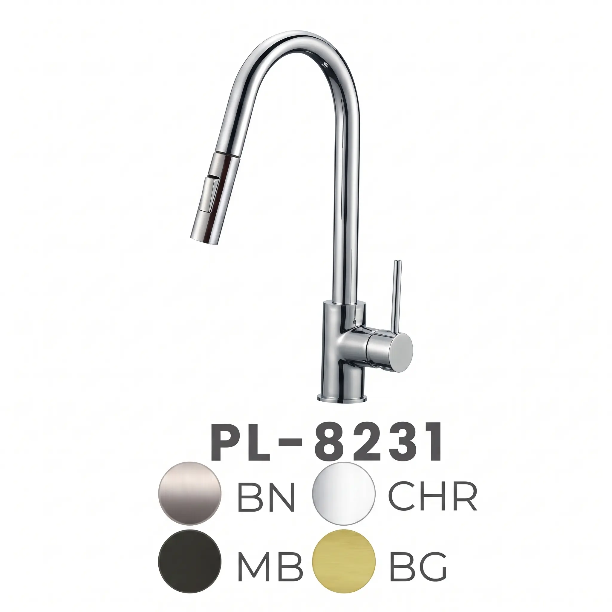 PL-8231 Contemporary High Arc Pull Down Kitchen Faucet
