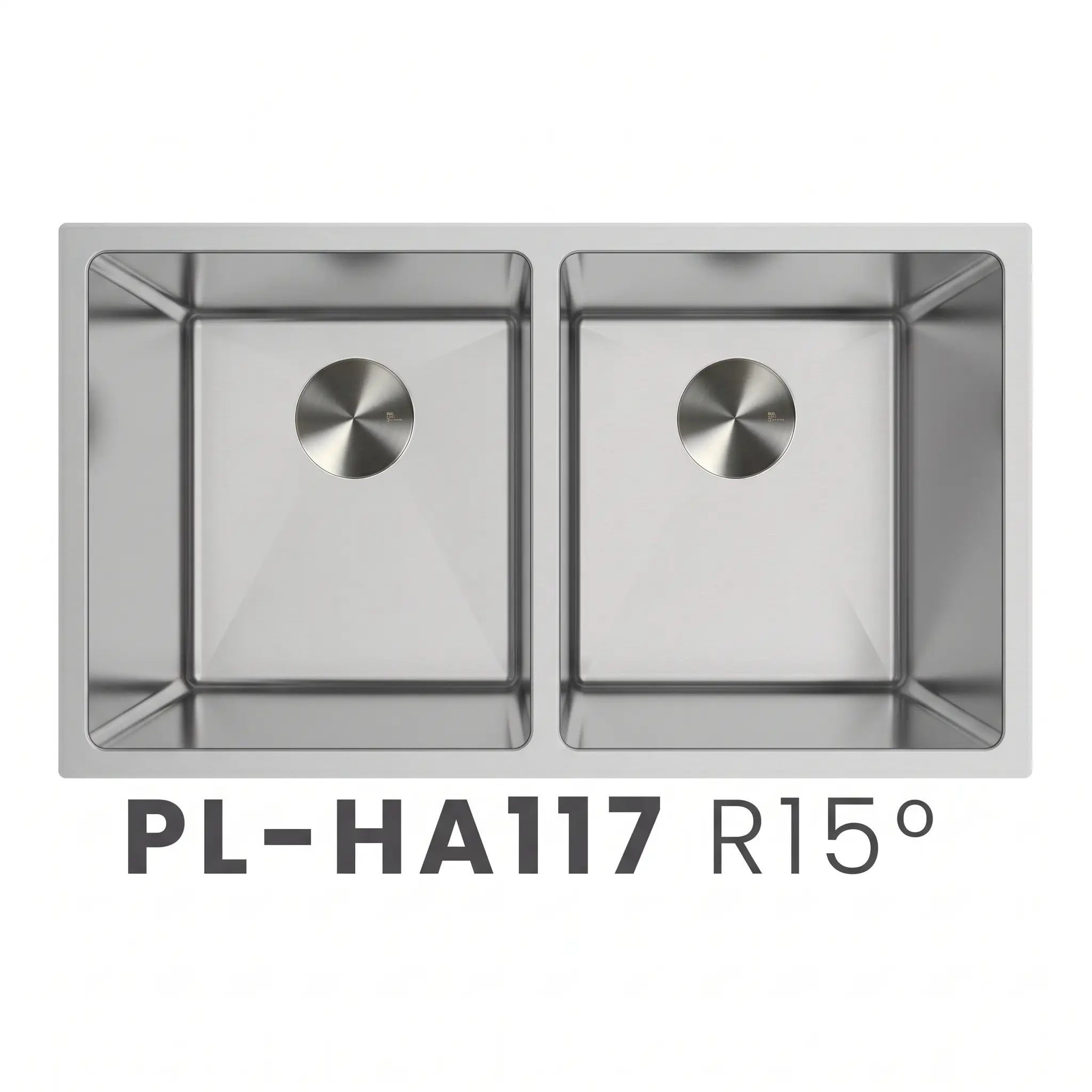 PL-HA117 R15° Stainless Steel Undermount 50/50 Double Bowl Kitchen Sink