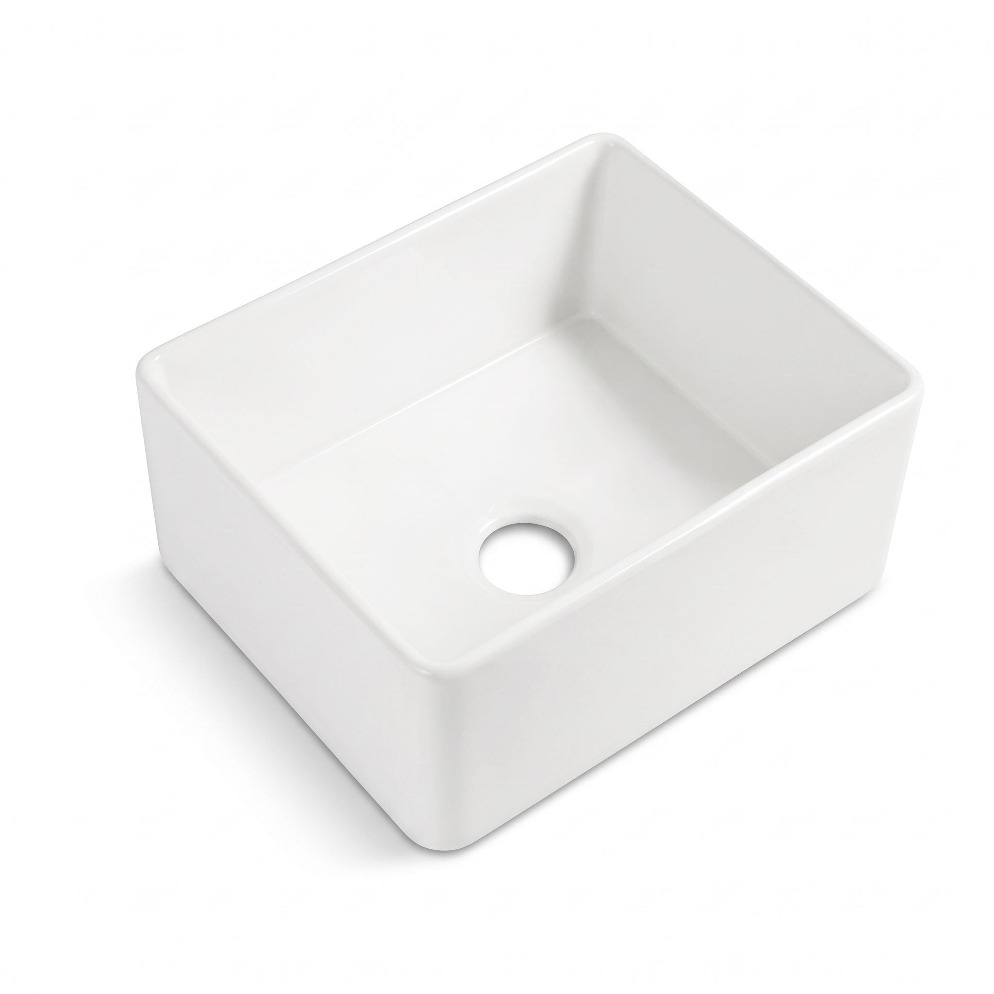 PL-FC2418SB White Fireclay Single Bowl Apron Front Farmhouse Kitchen Sink