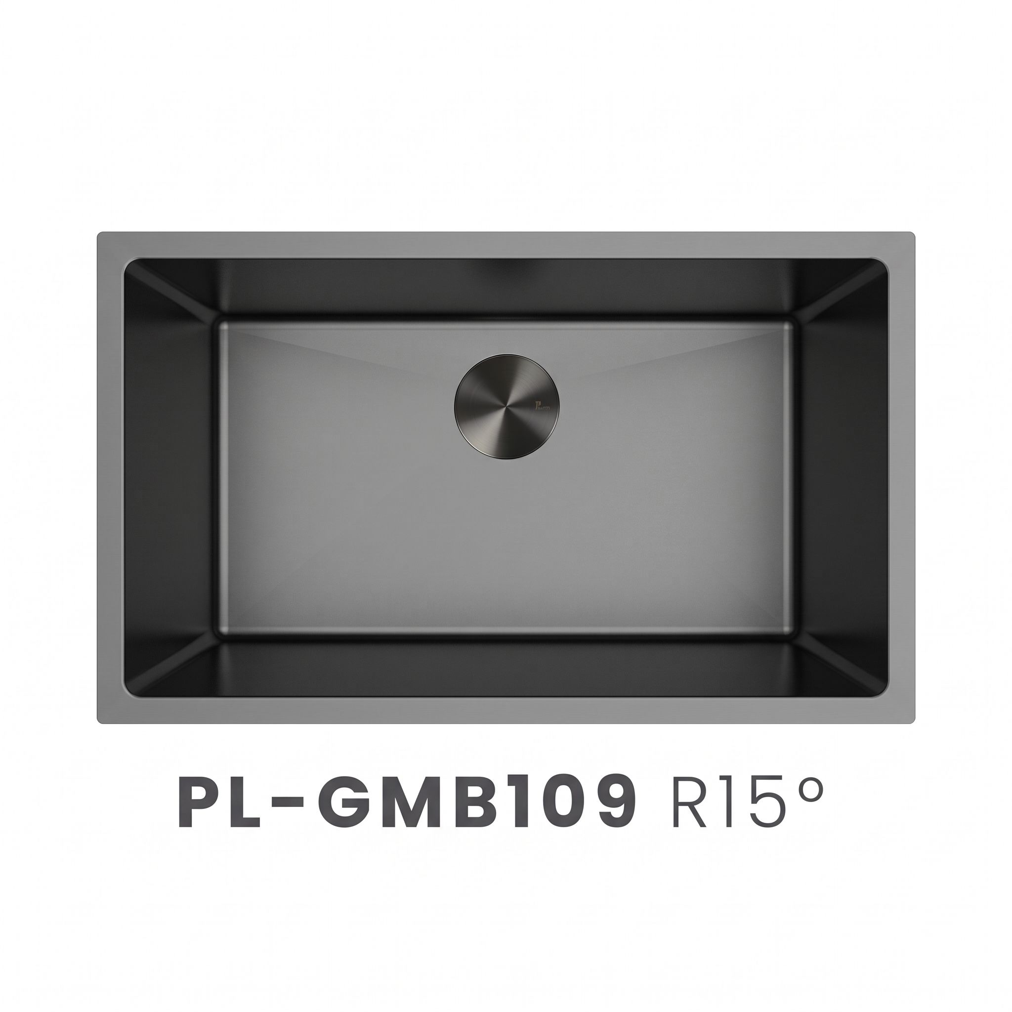 PL-GMB109 R15° Gunmetal Black Stainless Steel Undermount Single Bowl Kitchen Sink