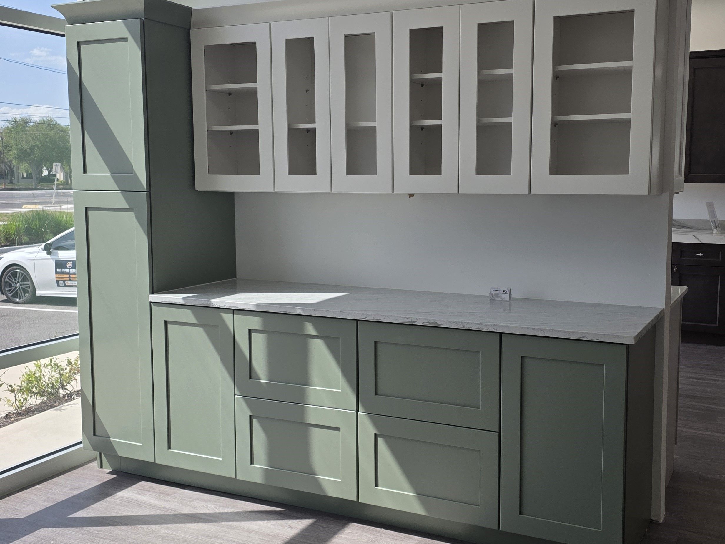 Sage Green Two-Tone Buffet & Hutch Cabinet Unit thumbnail 2