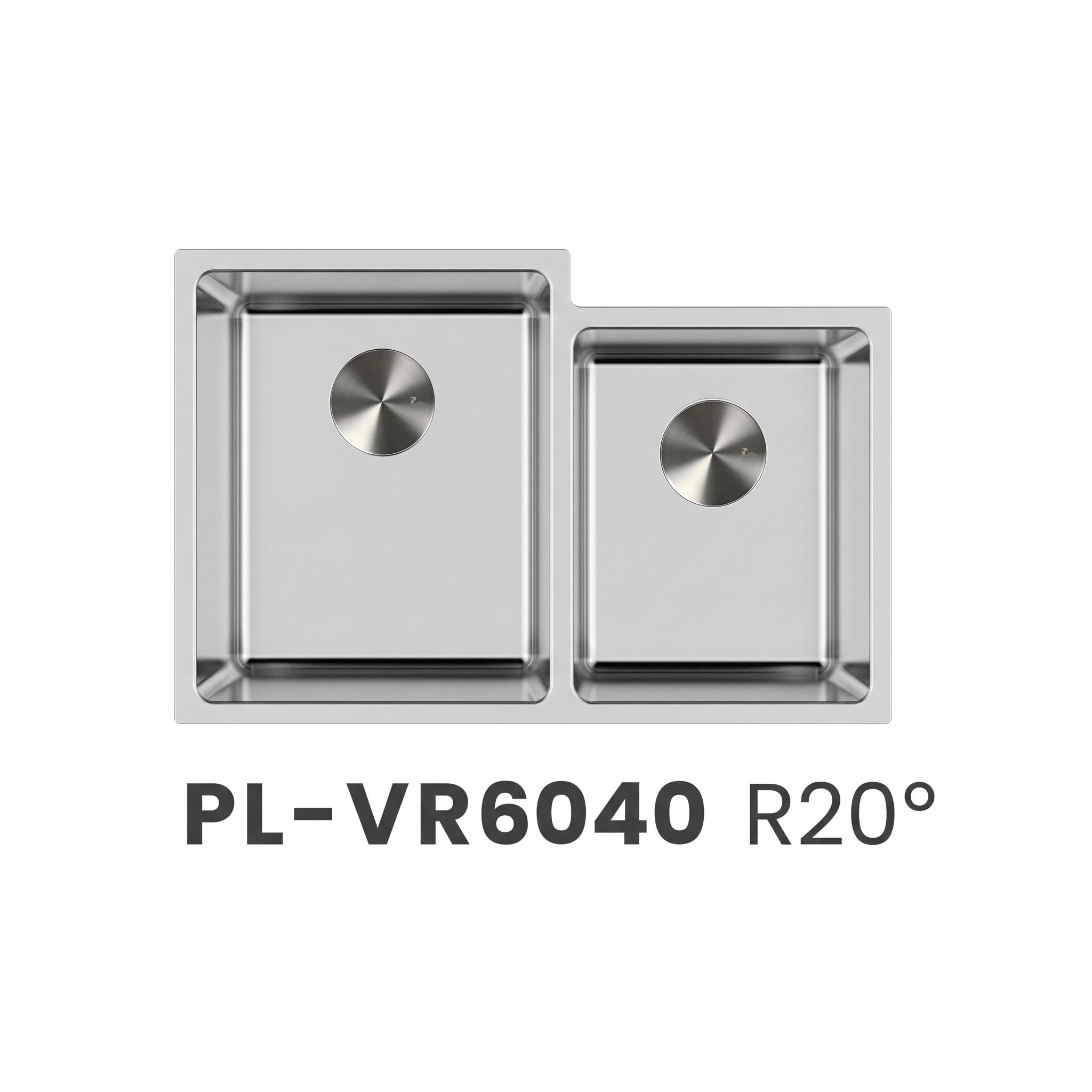 PL-VR6040 R20° Stainless Steel Undermount 60/40 Double Bowl Kitchen Sink