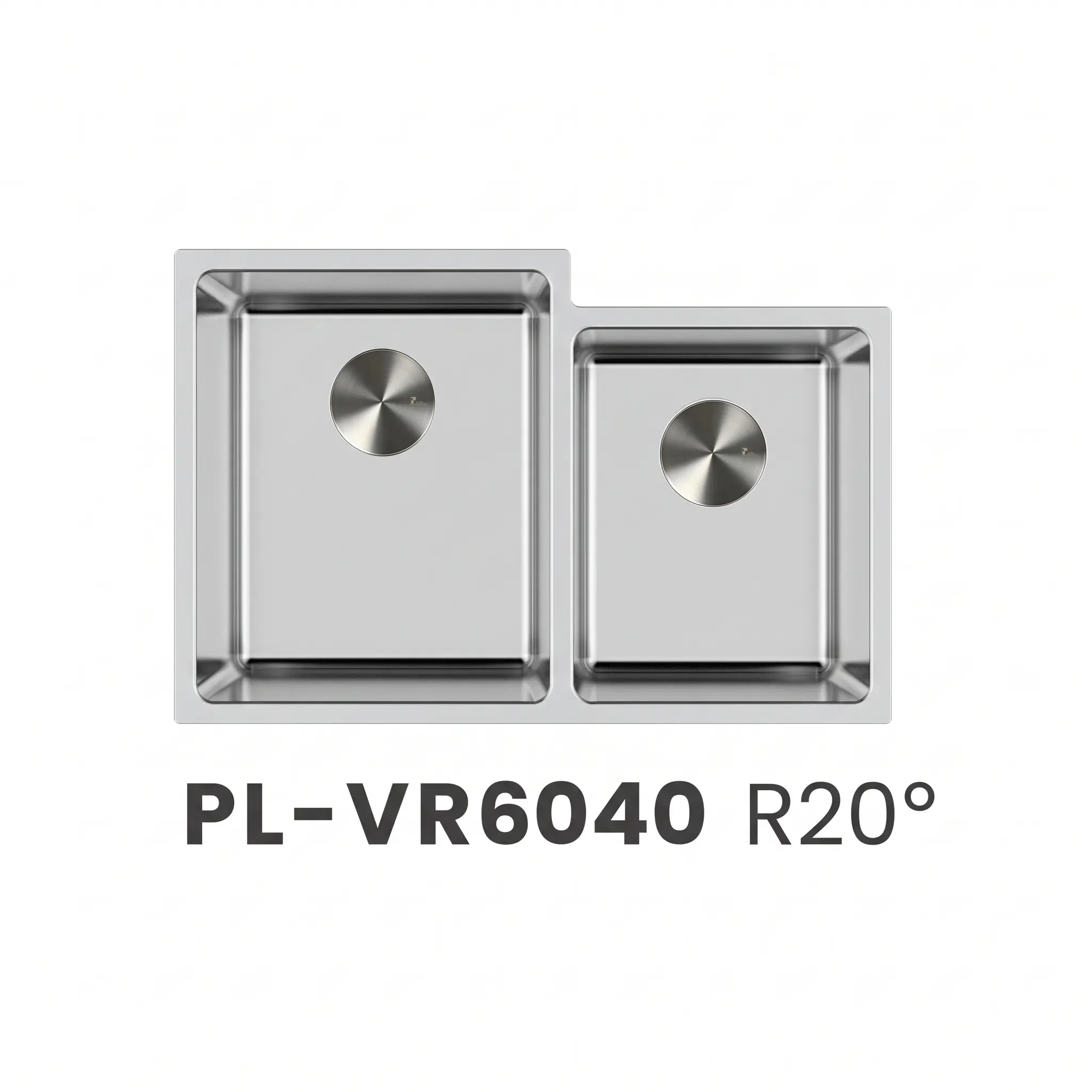 PL-VR6040 R20° Stainless Steel Undermount 60/40 Double Bowl Kitchen Sink