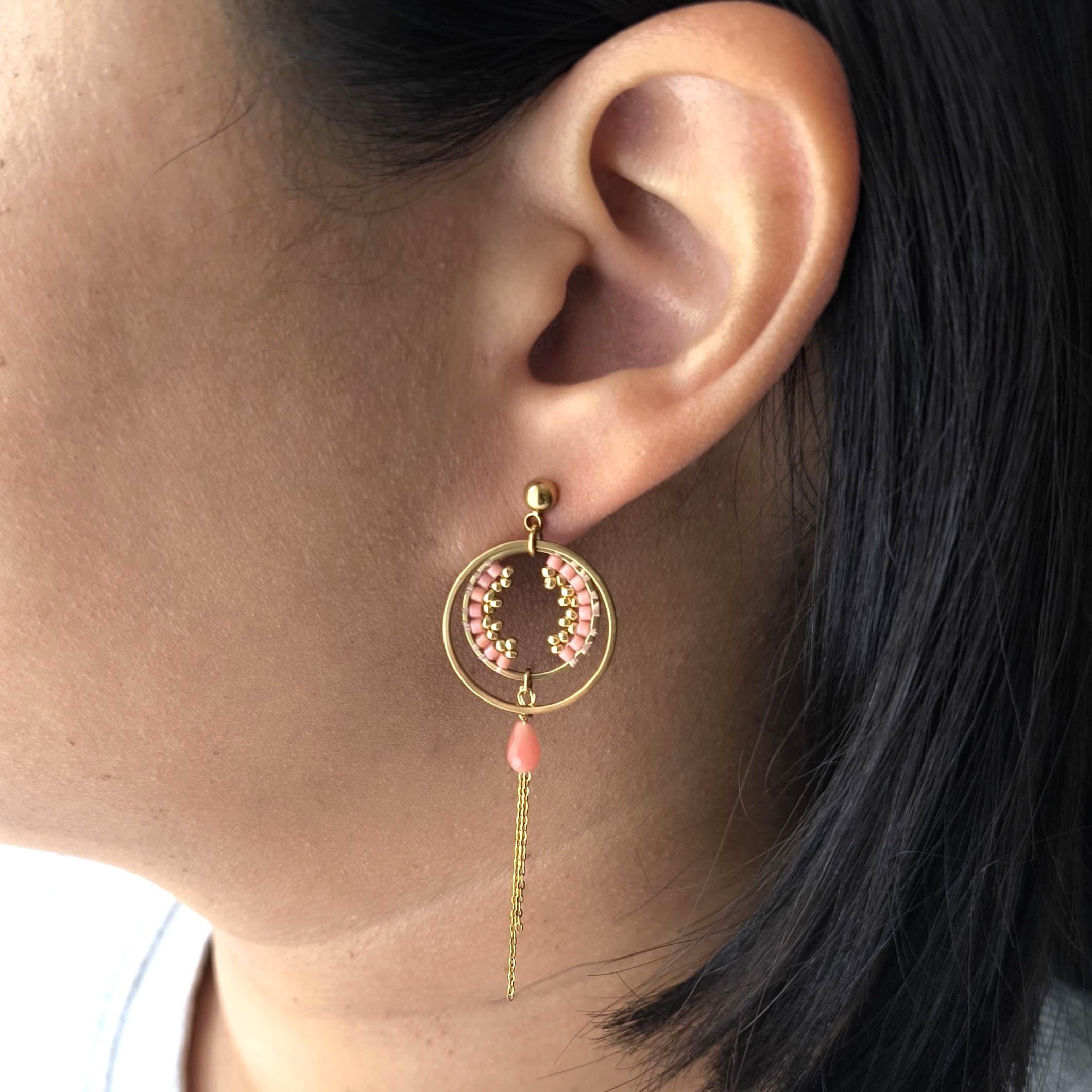 Bonnie, boucles d'oreilles graphiques en perles Miyuki et verre – photo 2