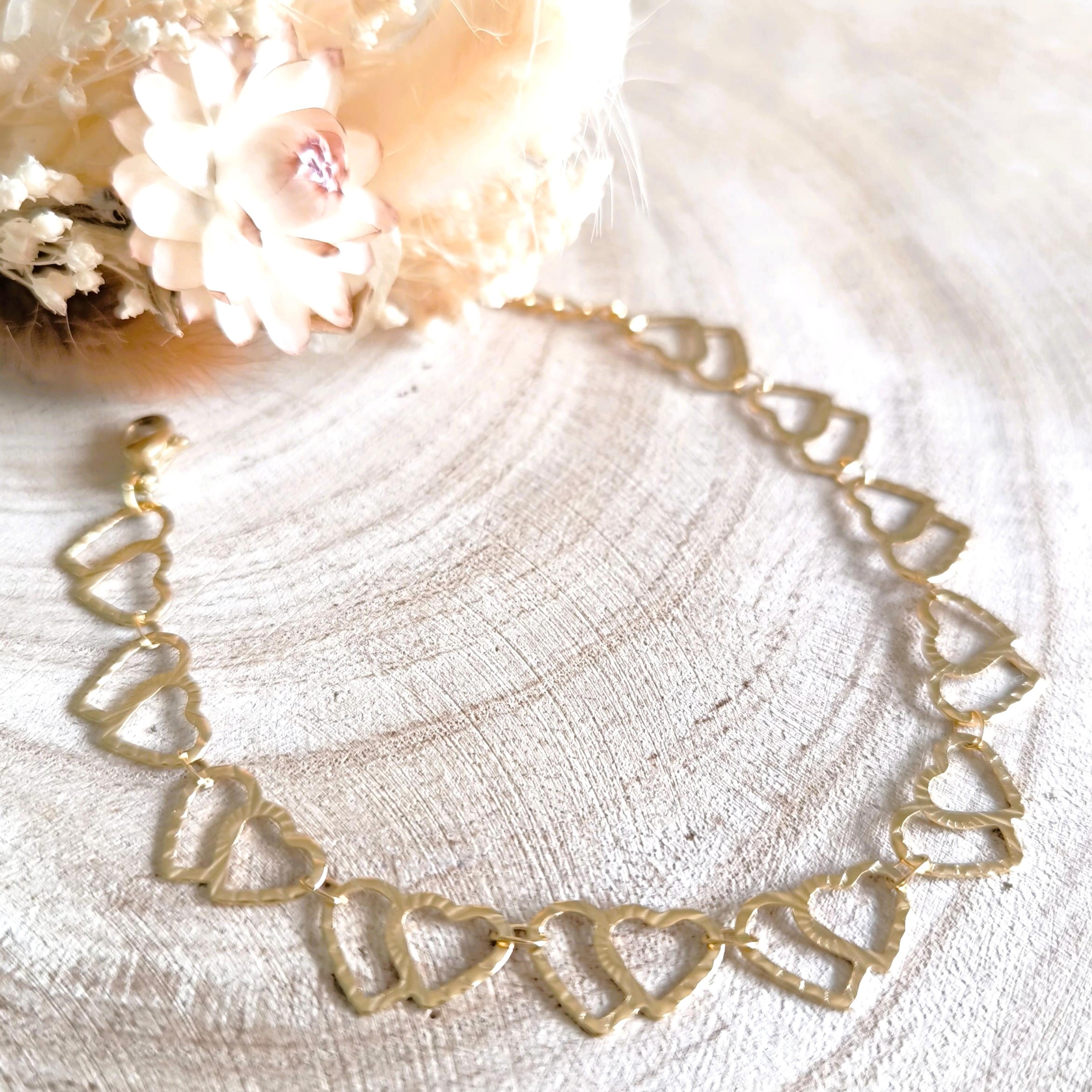 Nina, bracelet en acier inoxydable à maillons cœur