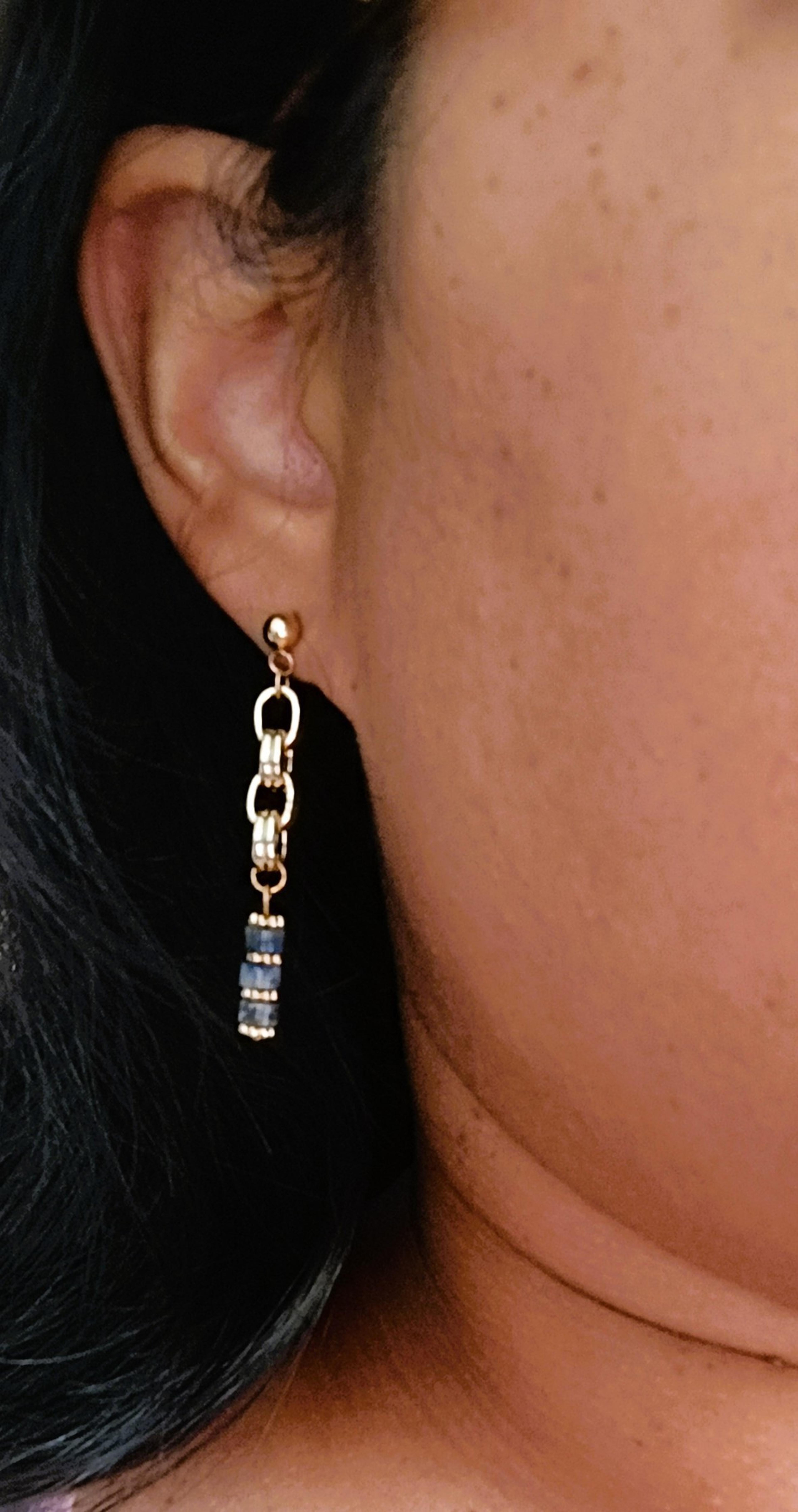 Gloria, boucles d'oreilles pendantes et rondelles de pierre naturelle – photo 2