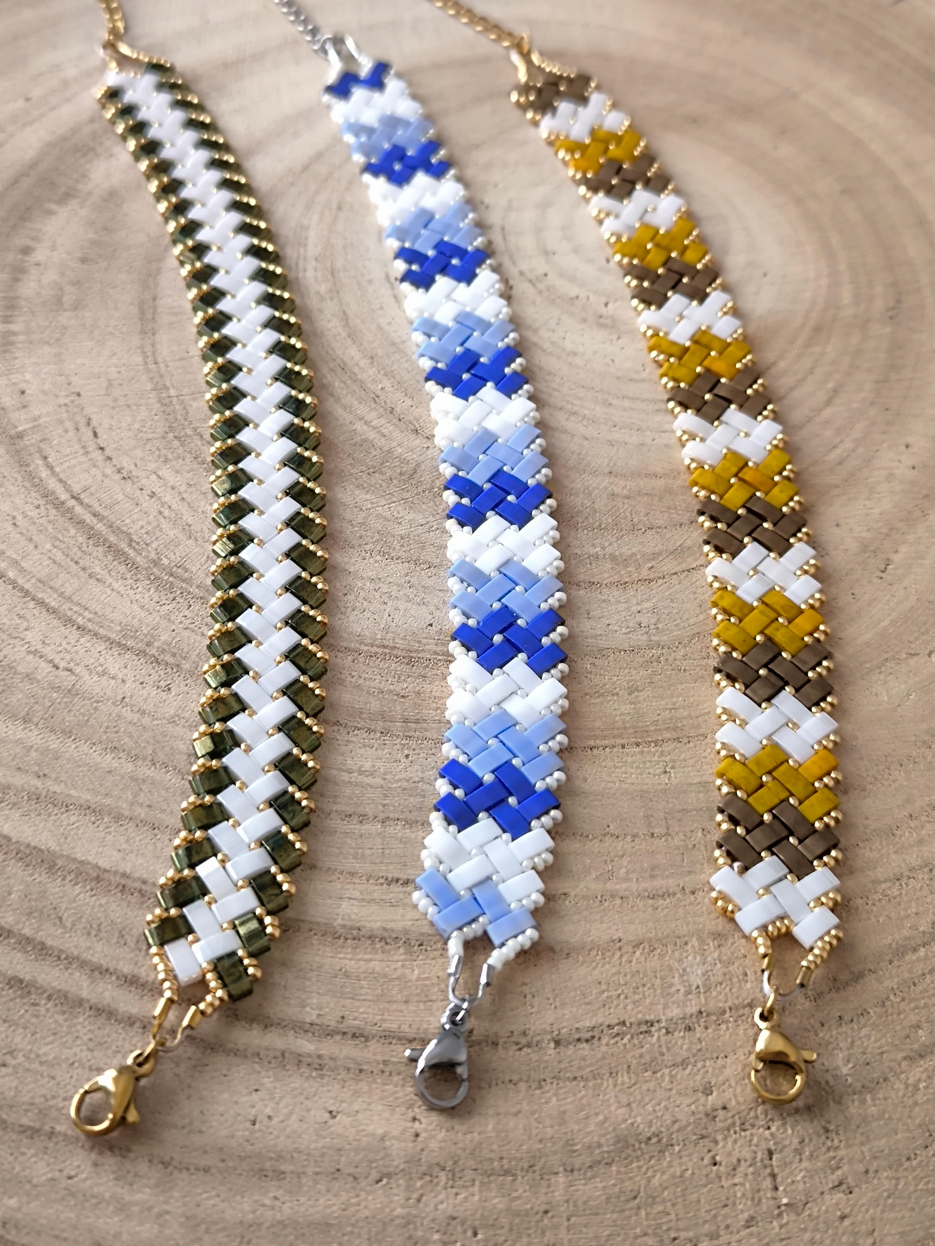Bracelet Half Tila double, tissé à la main en perles Miyuki
