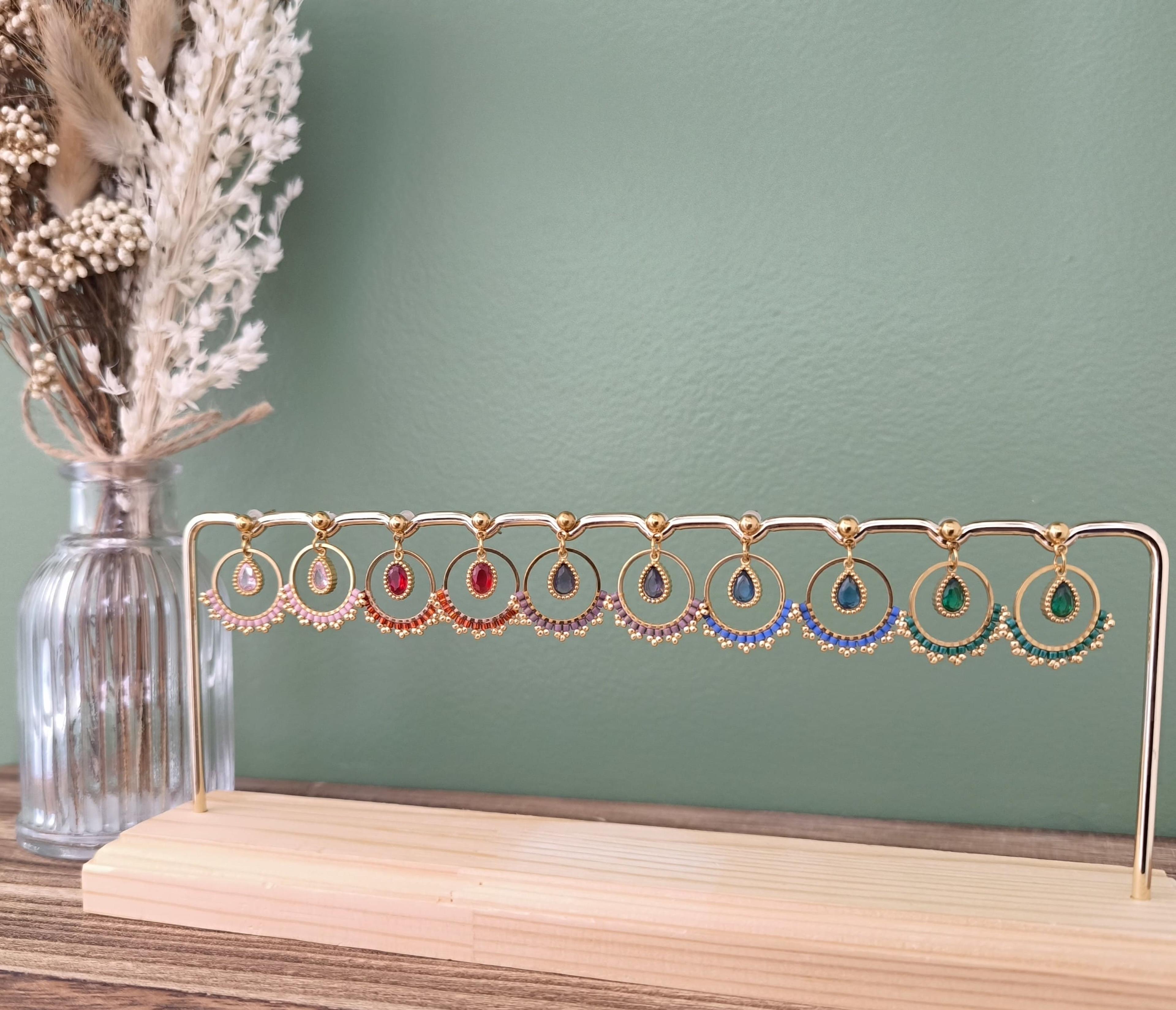 Béthany, boucles d'oreilles cercle doré et demi-lune Miyuki