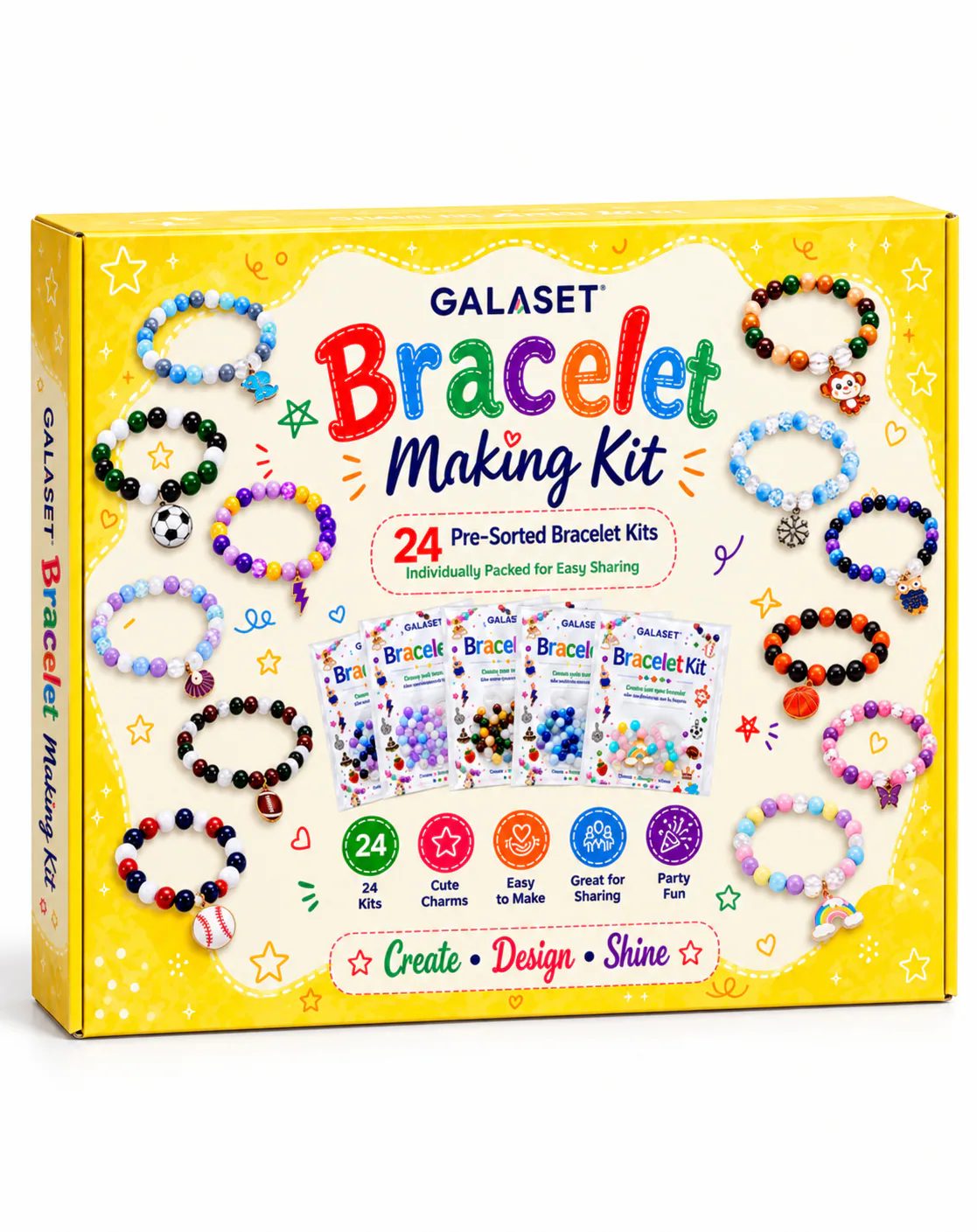 GALASET bracelet making kit with finished colorful bracelets