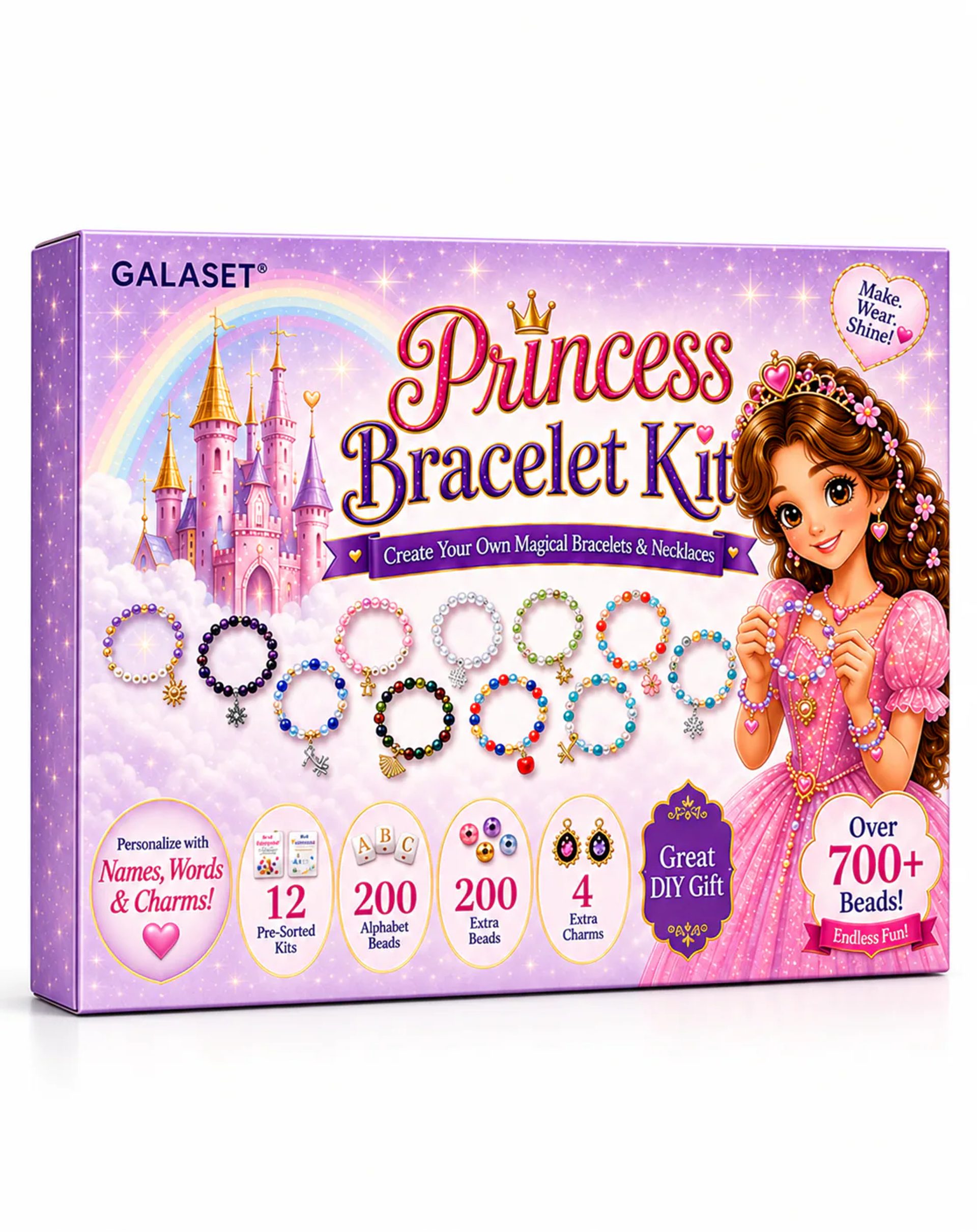 GALASET princess bracelet kit in a lavender box