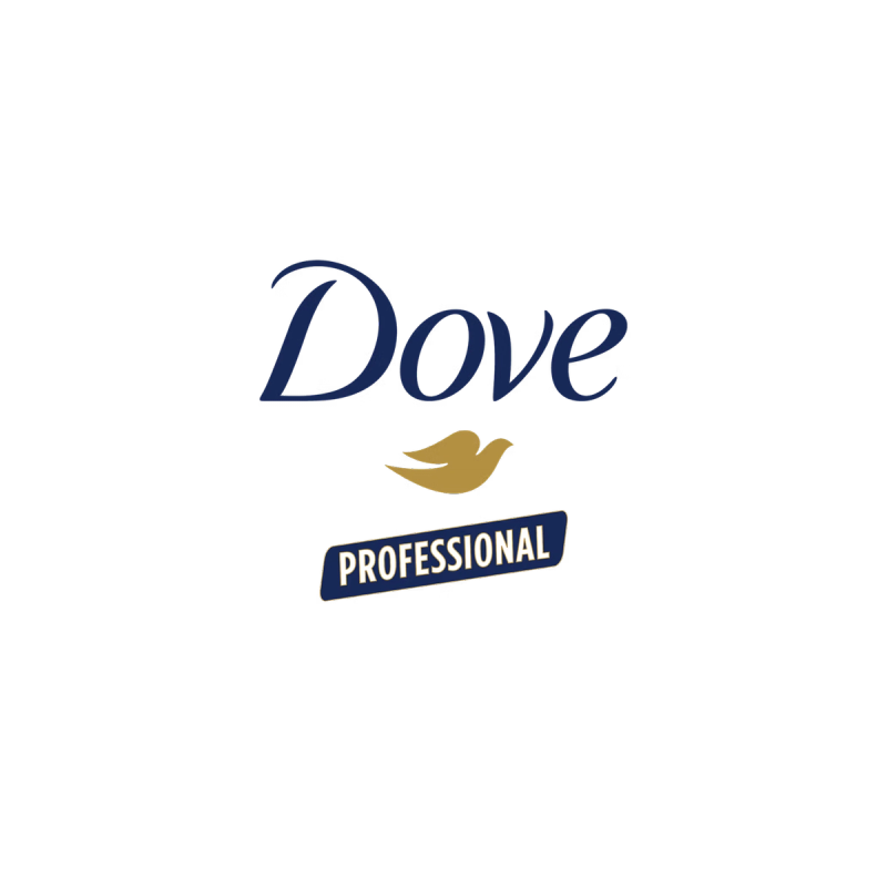 Dove Professional logo featuring the word "Dove" in blue script, a golden dove silhouette, and "PROFESSIONAL" in a blue rectangle.