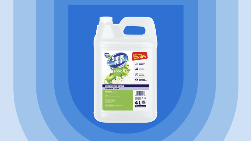 Super Pell product displayed against an illustrated blue shield background.